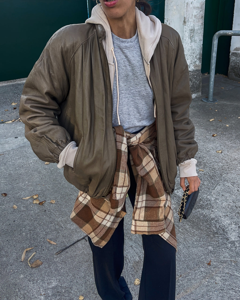 Nappa taupe bomber jacket