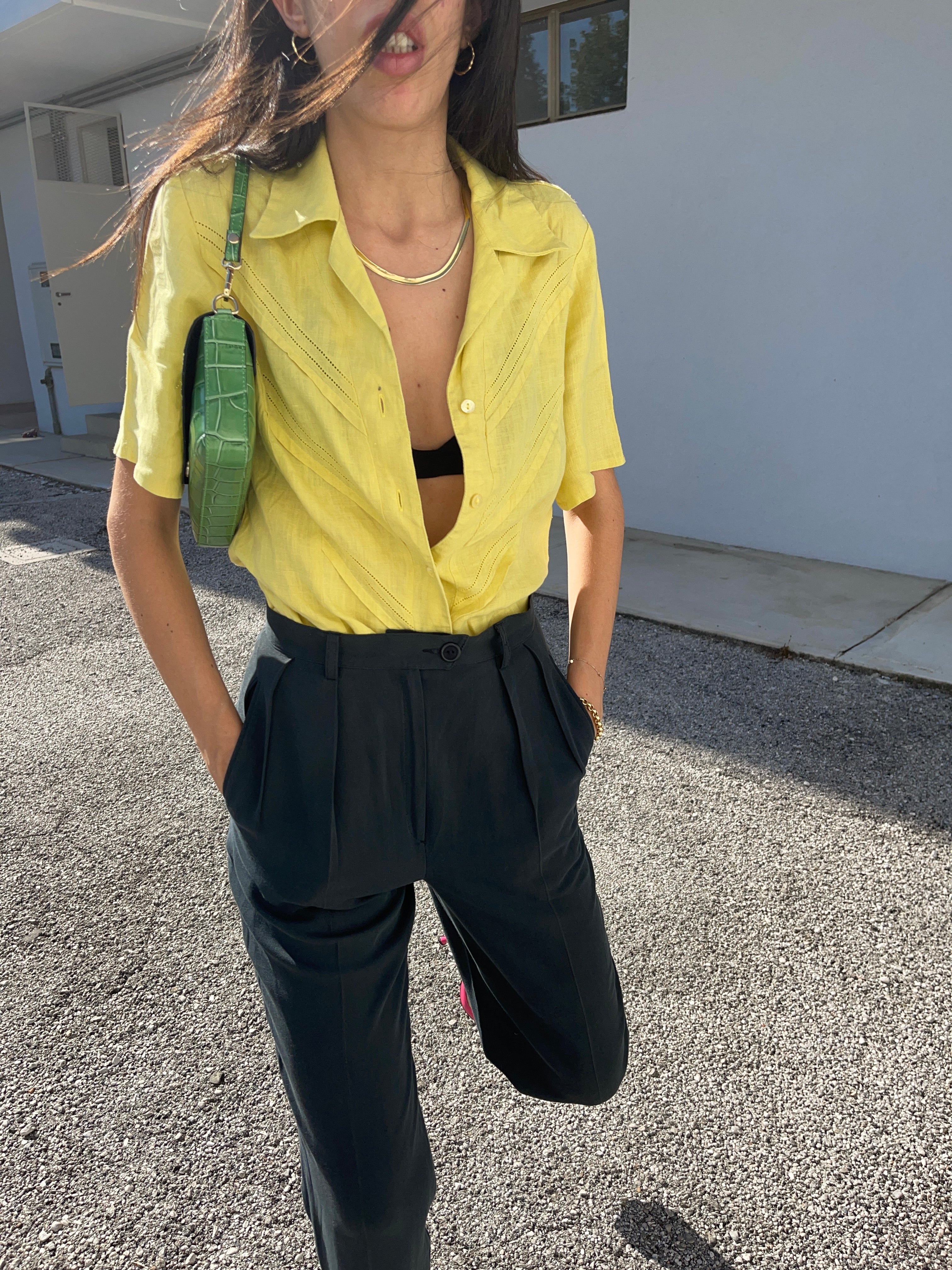 Lime linen shirt