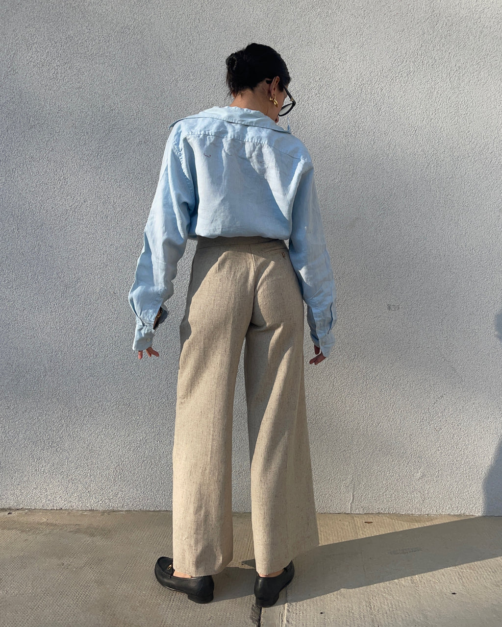 Cropped kick wool trousers ecrù