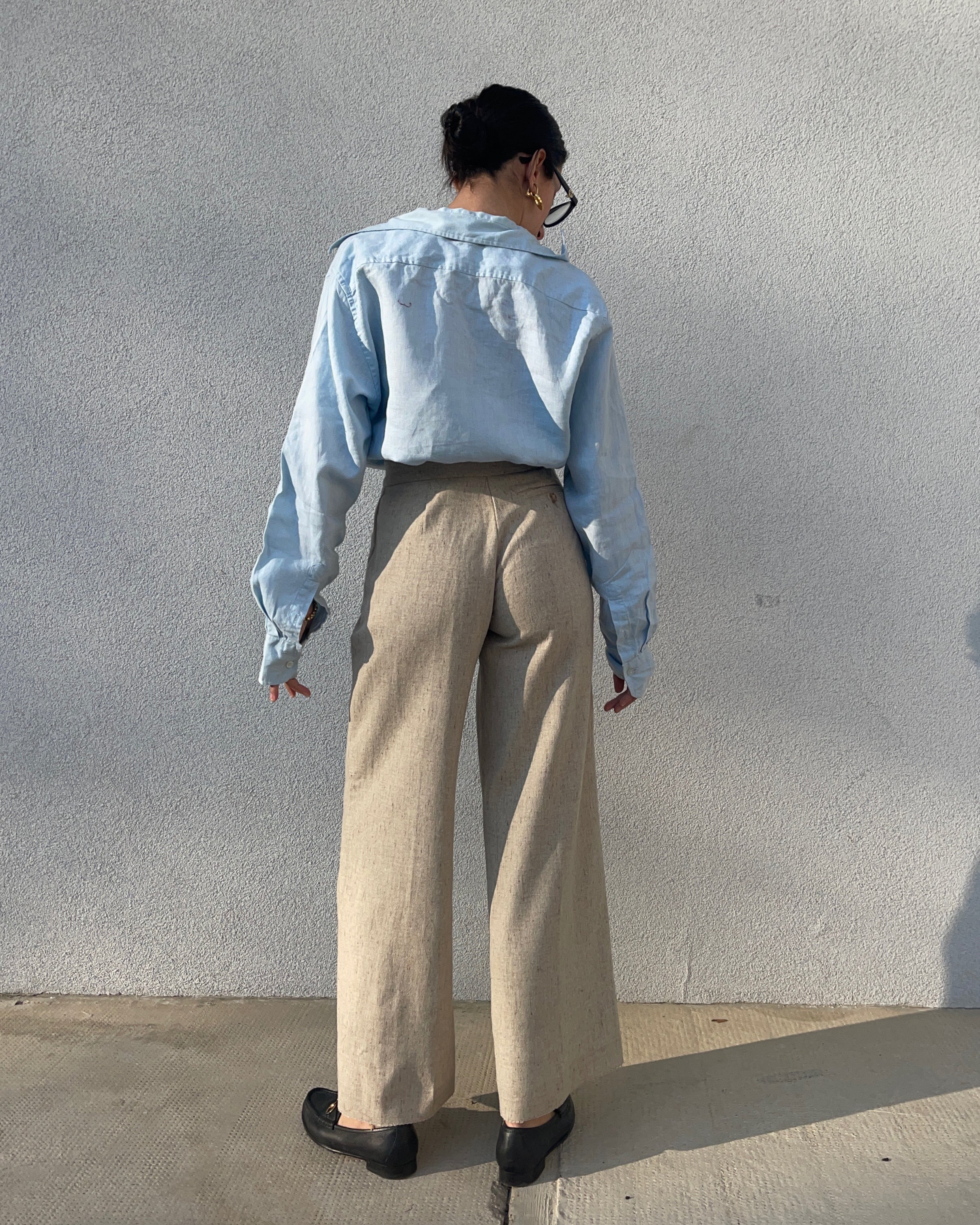 Cropped kick wool trousers ecrù