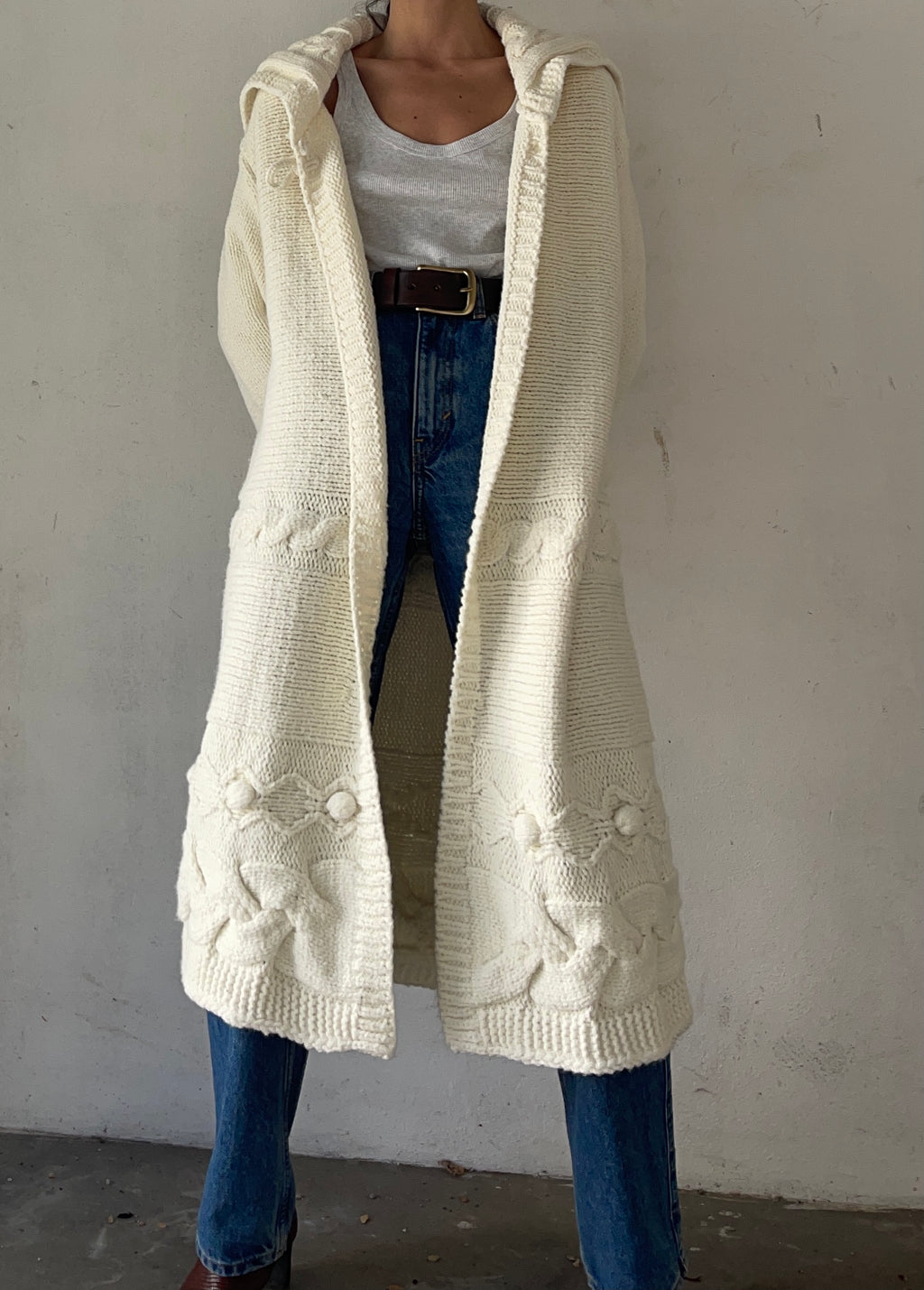 Wool blend maxi cardigan/ coat
