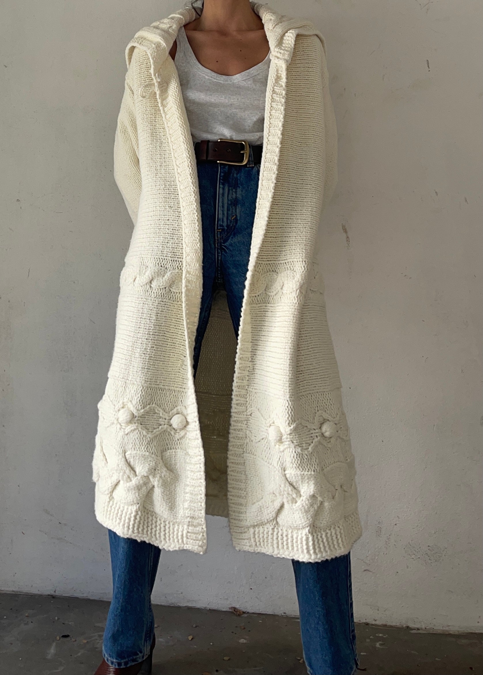Wool blend maxi cardigan/ coat