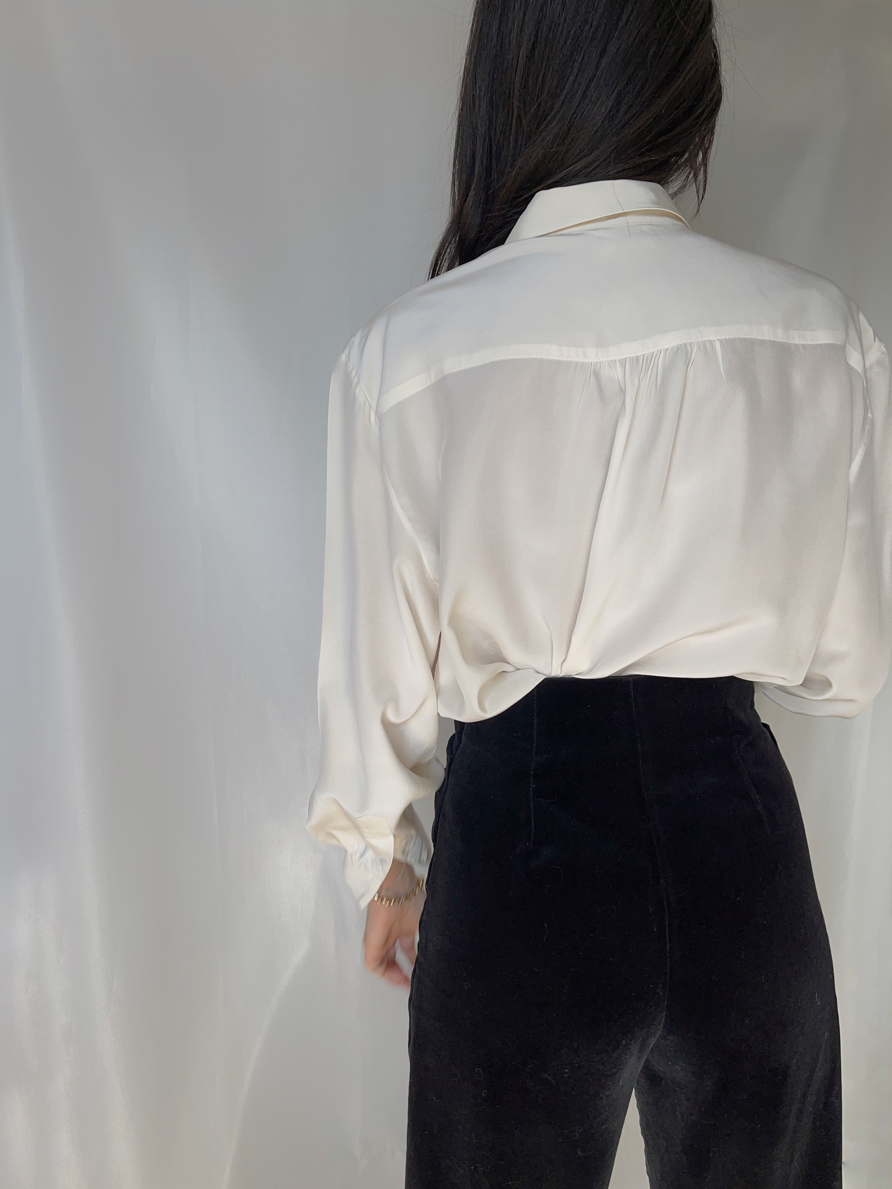 100% silk button down shirt