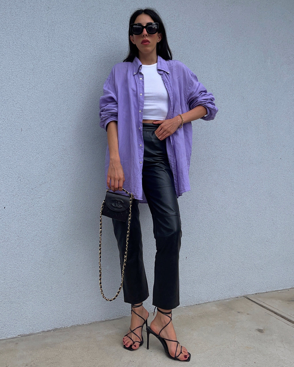 100% linen lilac shirt