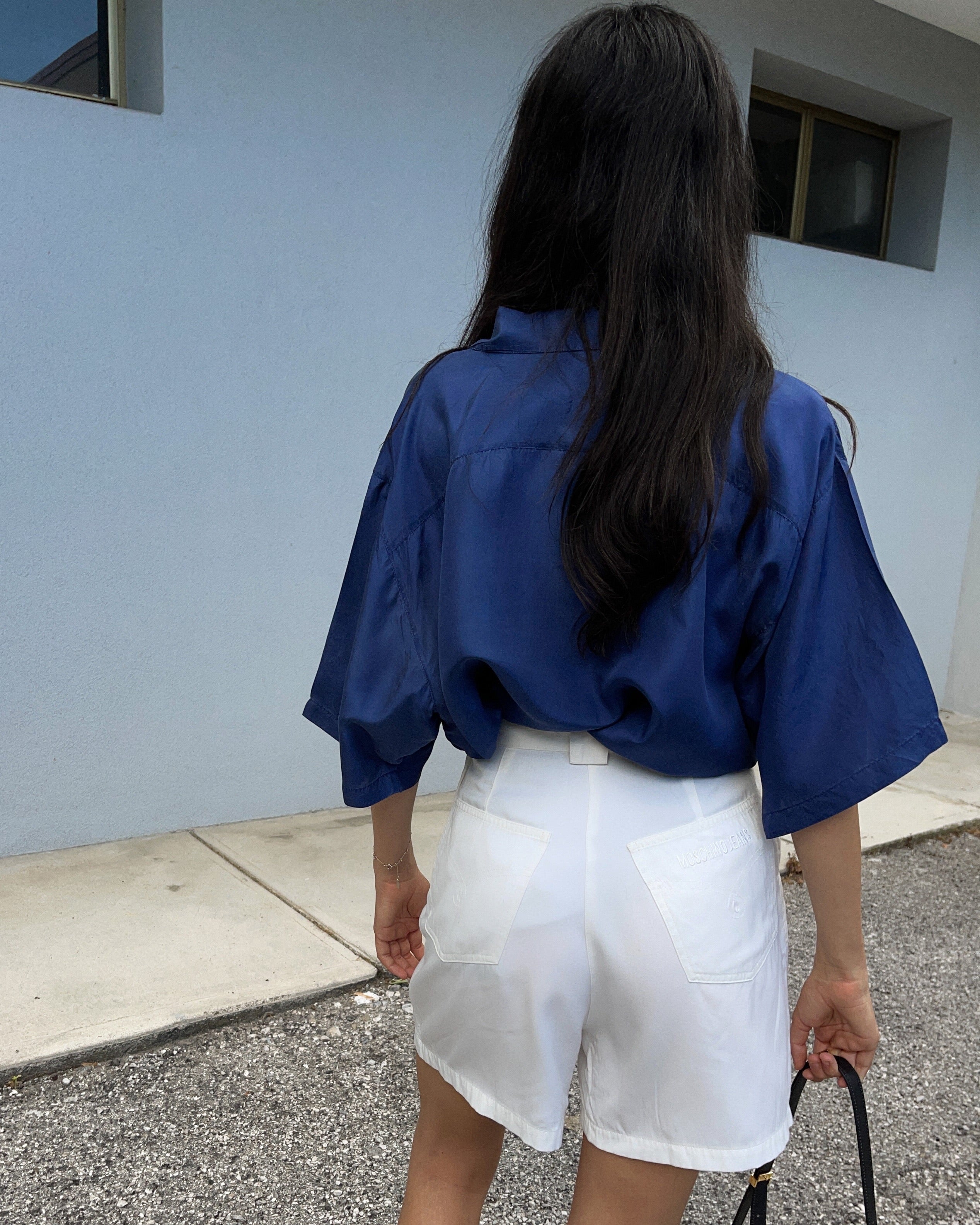 100% silk blue shirt