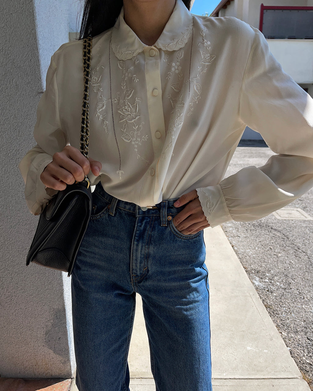 100 silk embroided shirt