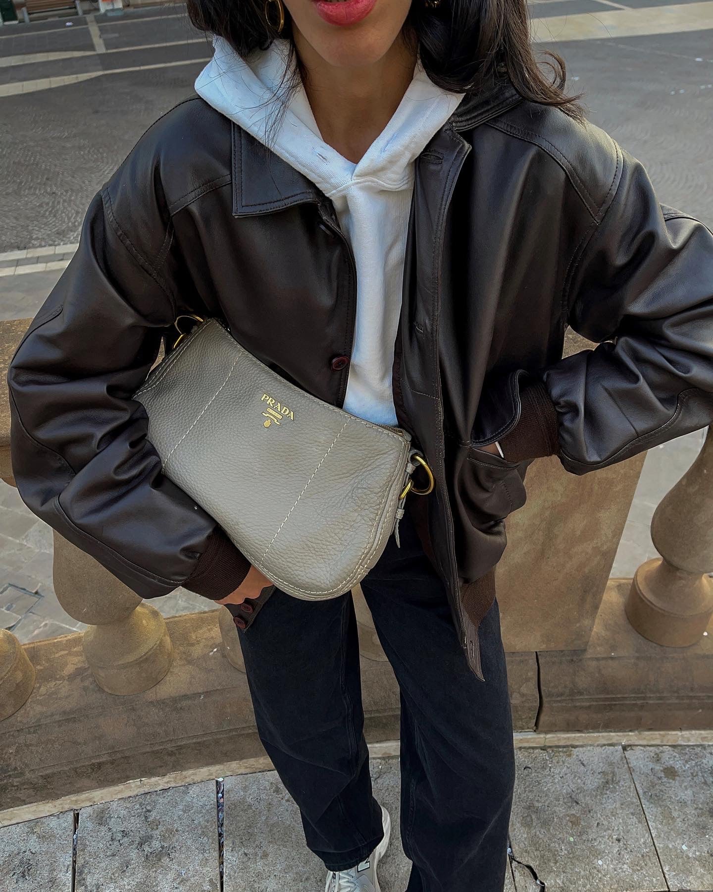 Real leather bomber jacket