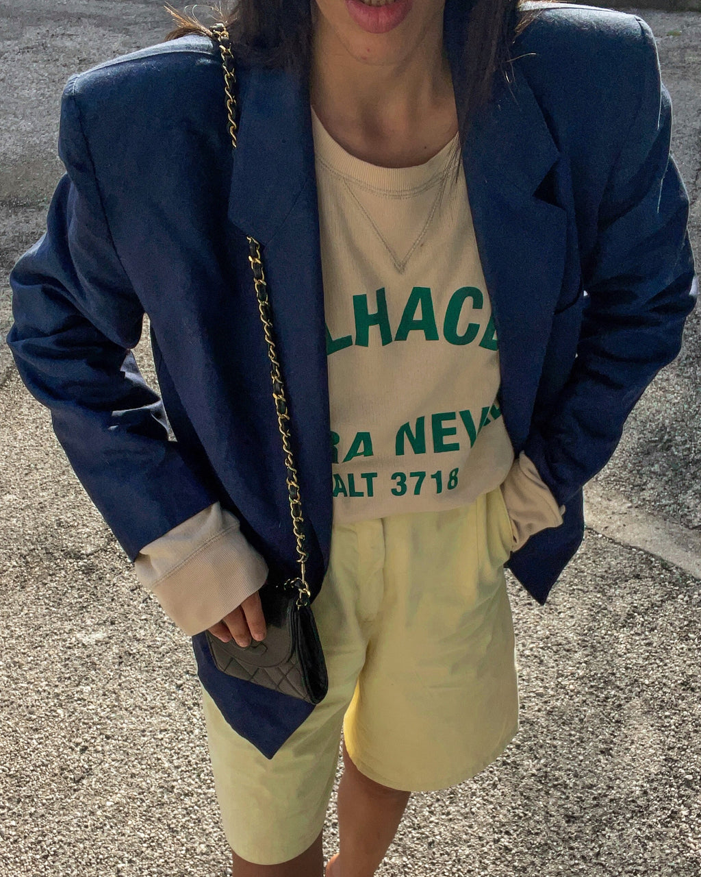 Blazer blue linen blend