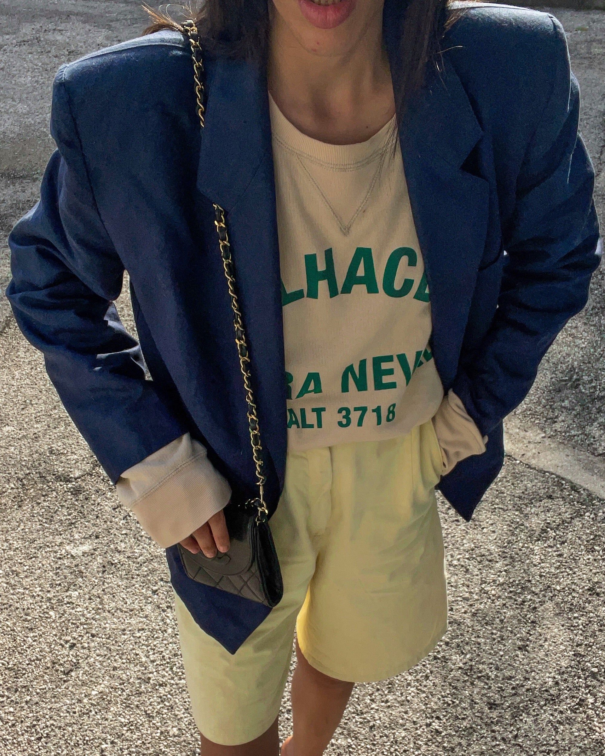Blazer blue linen blend