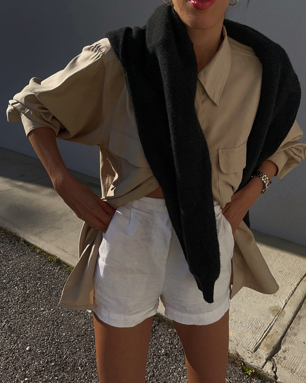Camicione 100% seta beige