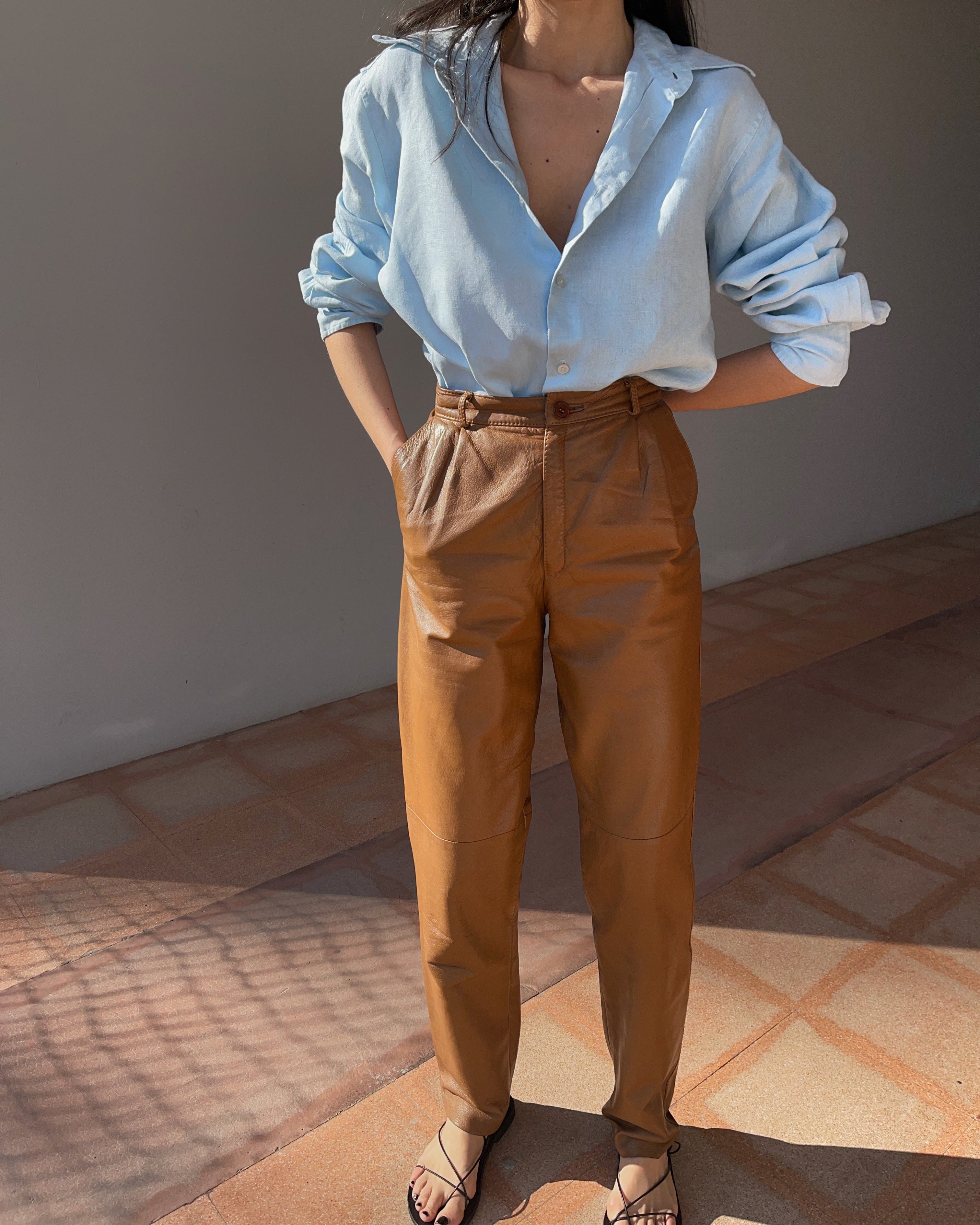 Caramel leather pants