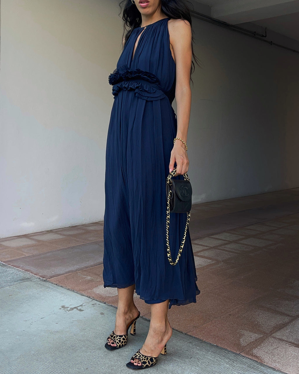 100% silk blue dress