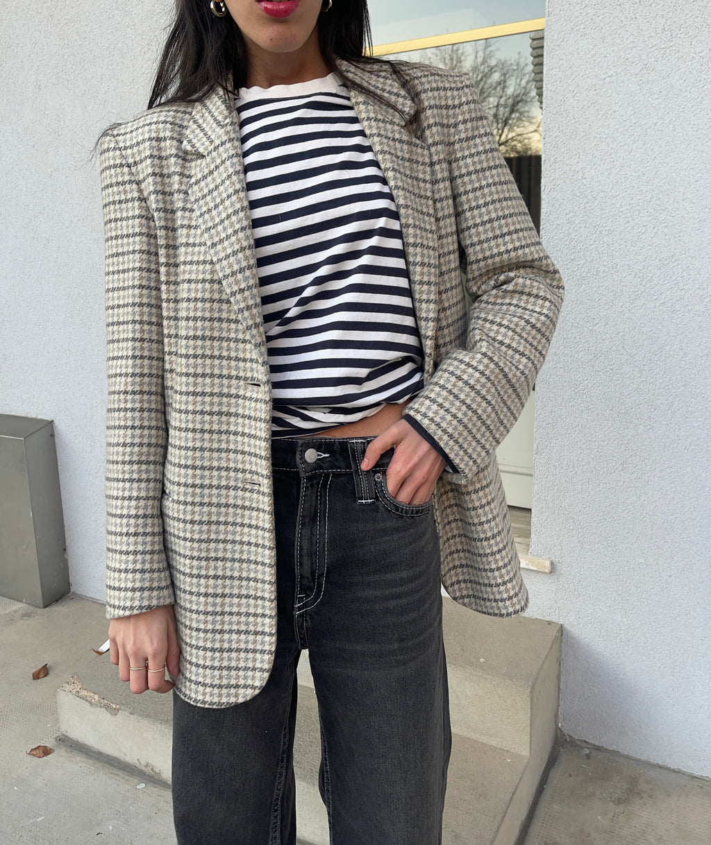 Check wool blazer