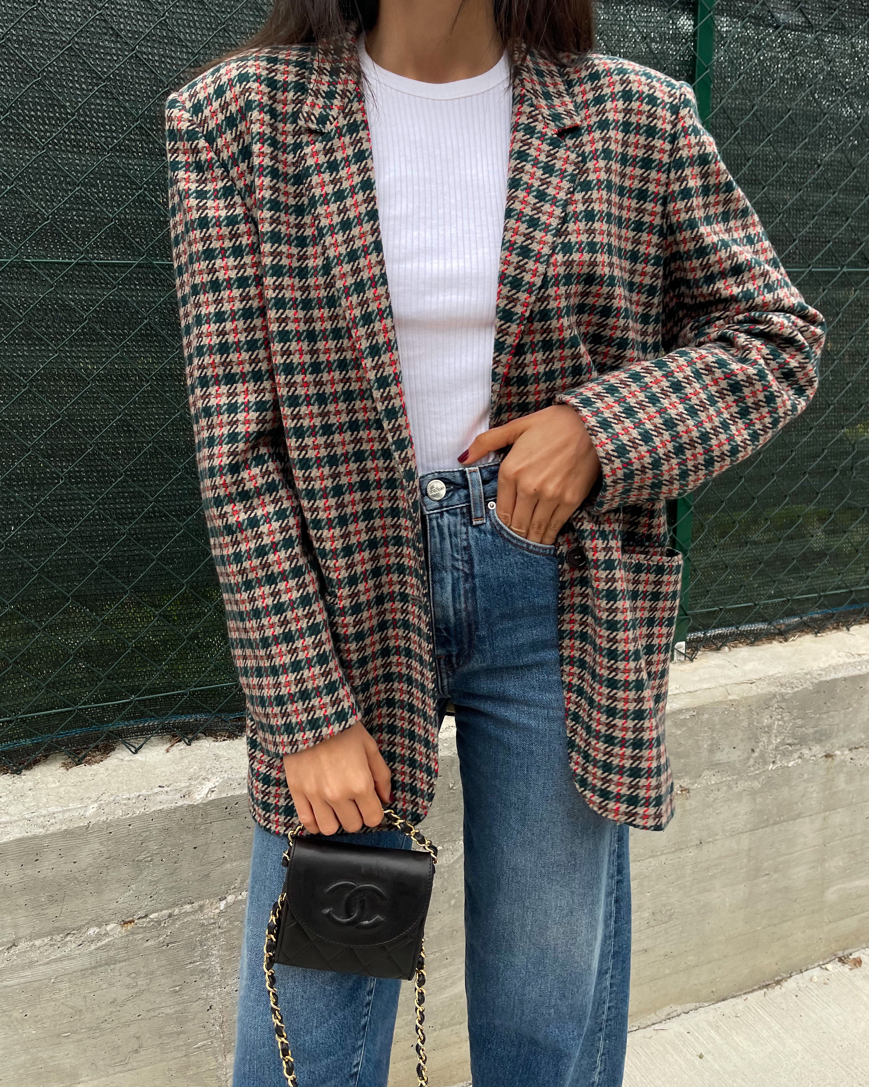 Check wool blazer