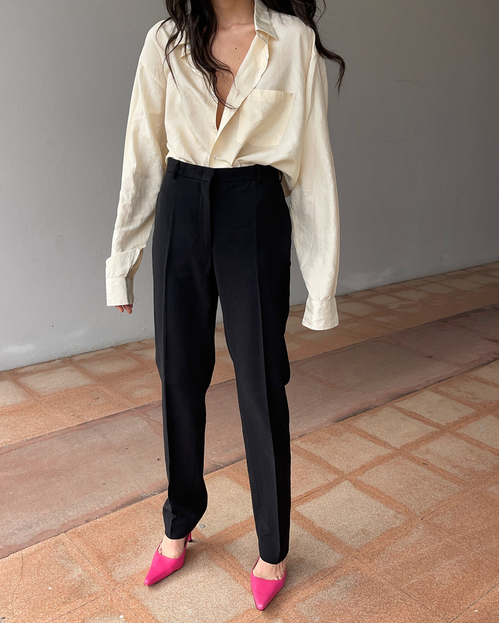 Moschino black wool trousers