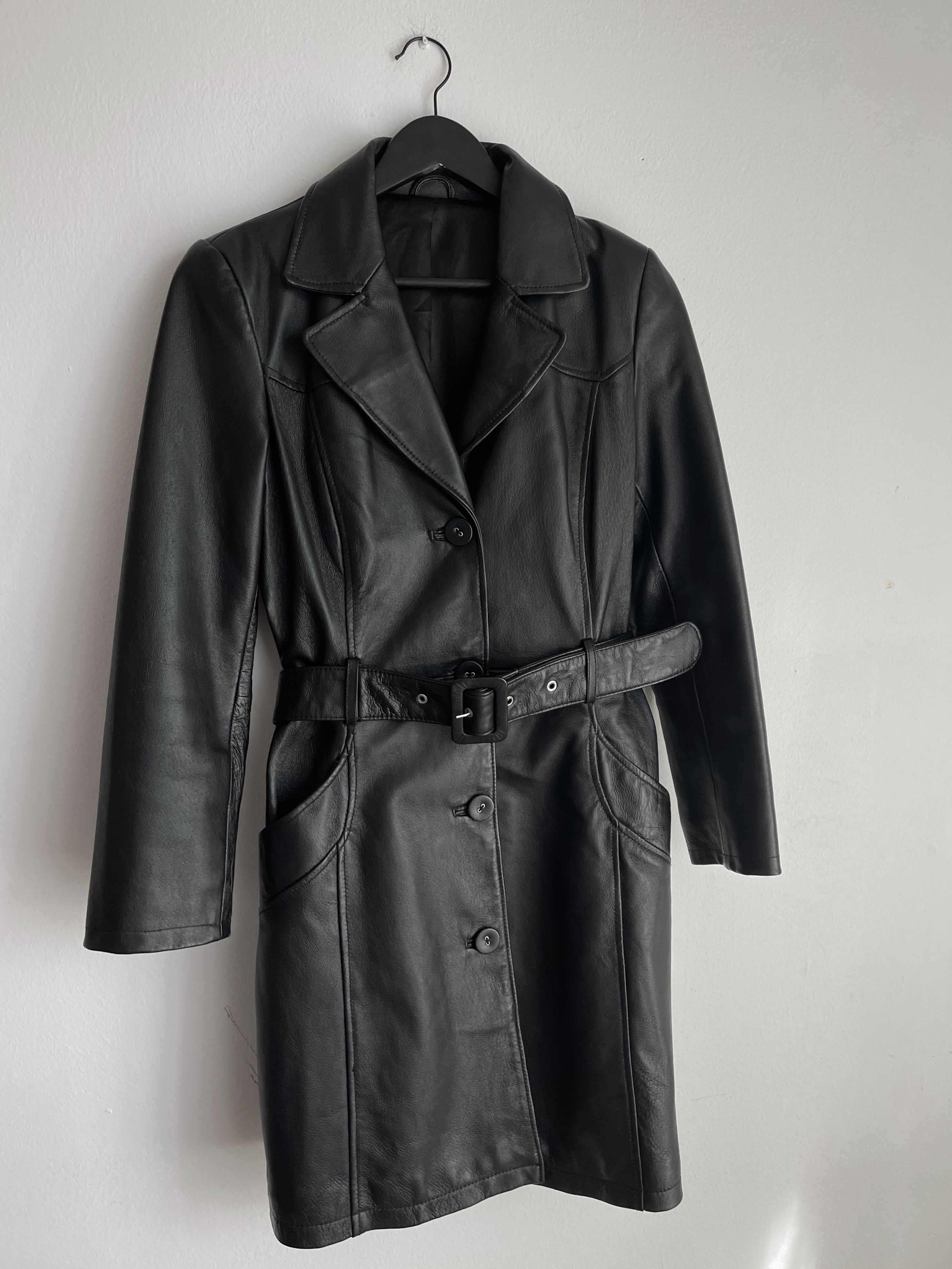 Real leather trench