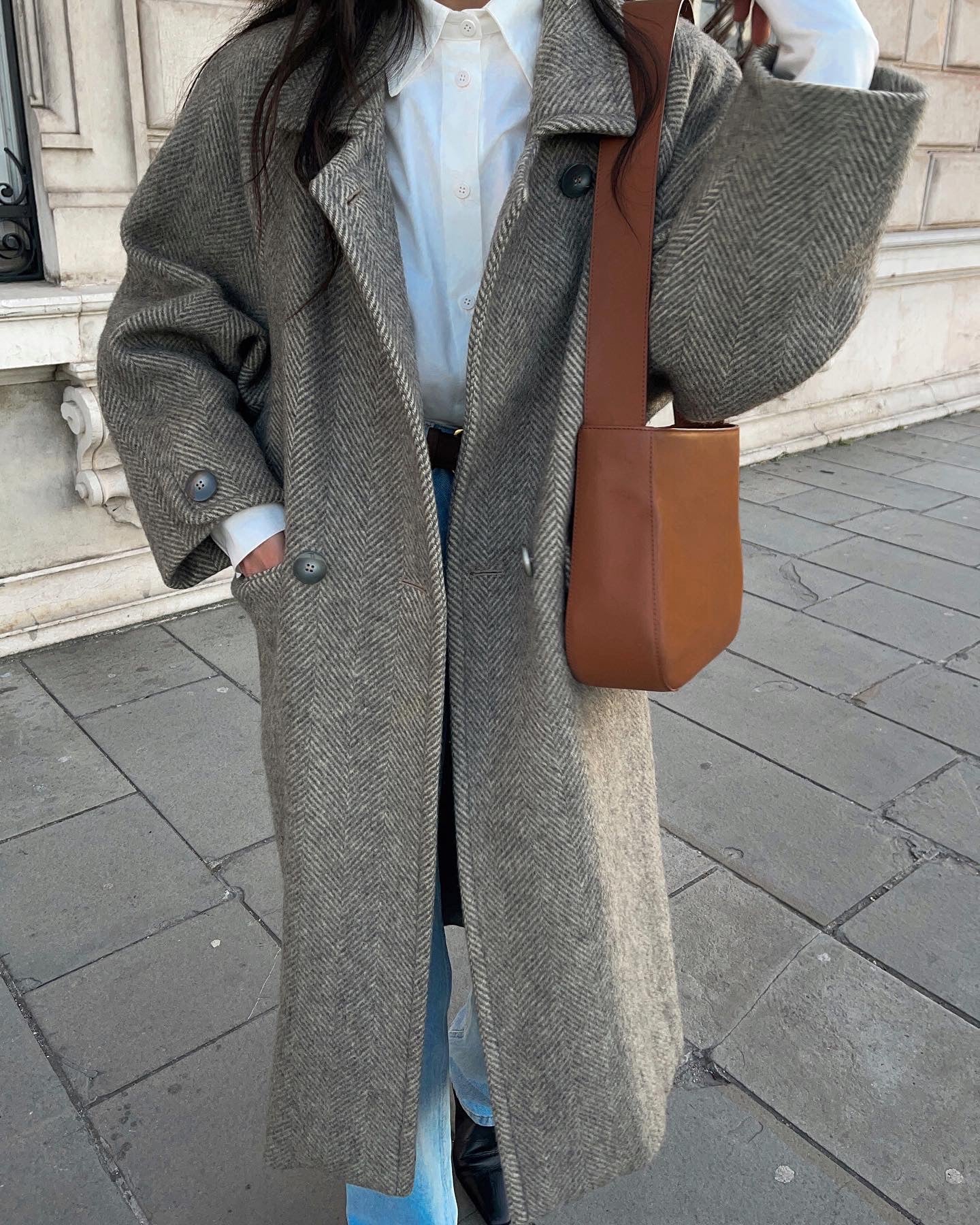 Wool vintage HERRINGBONE COAT