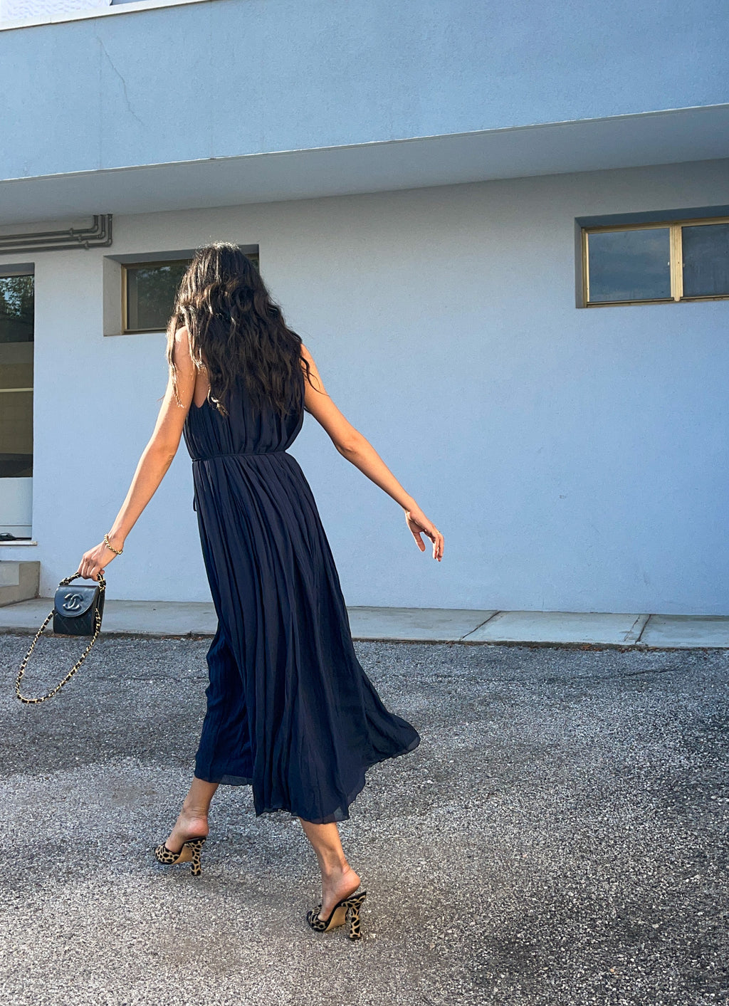 100% silk blue dress
