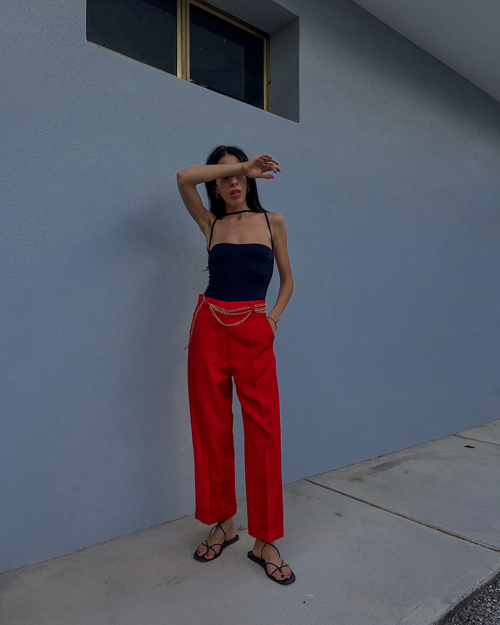 Pantalone rosso Lino cotone