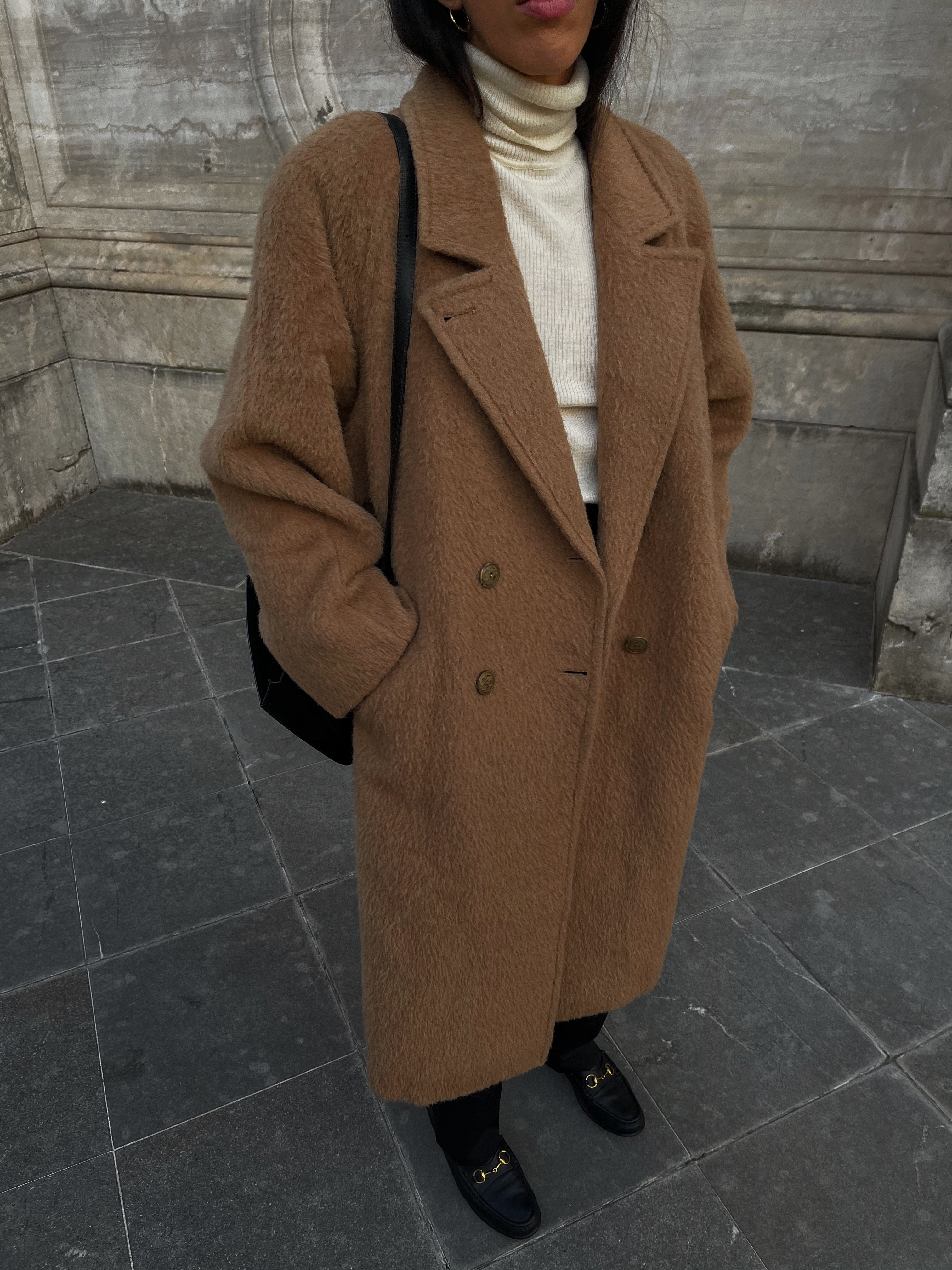 Camel furry coat
