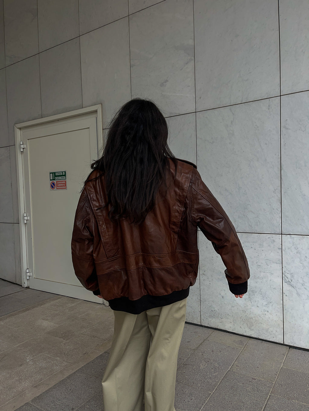 Real leather bomber jacket