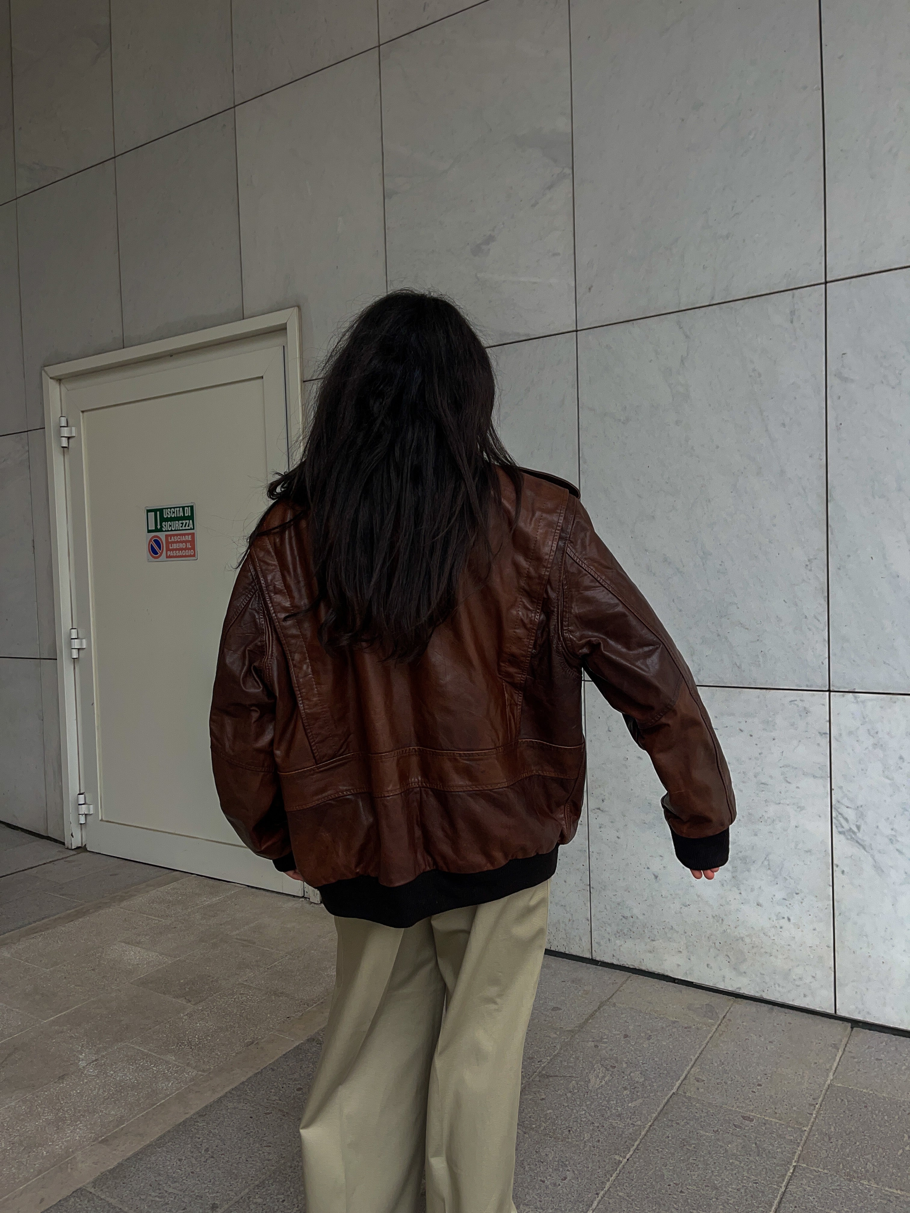 Real leather bomber jacket