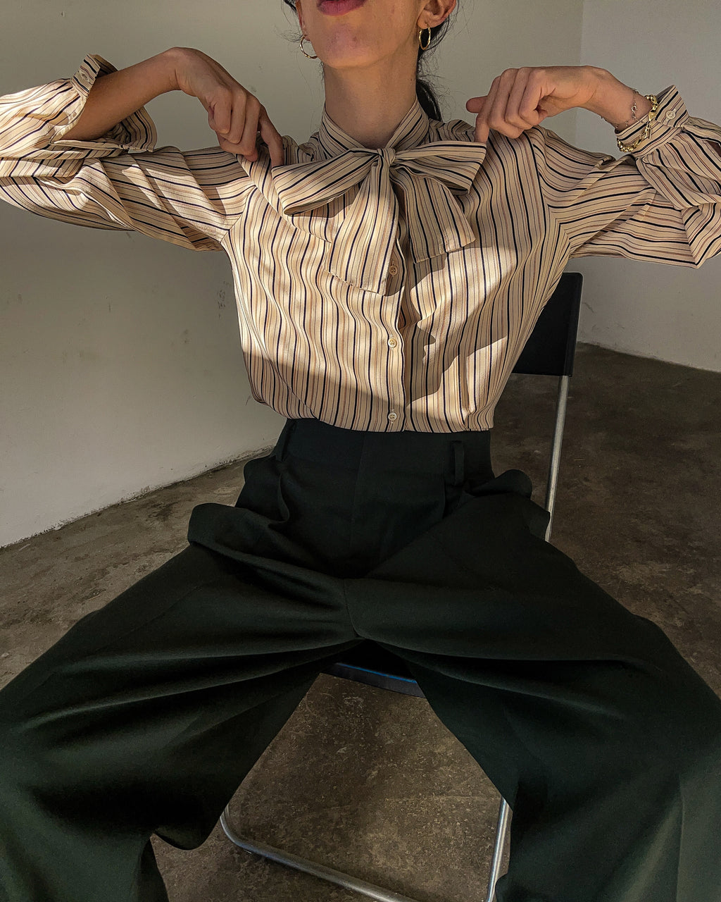 Bow silk shirt