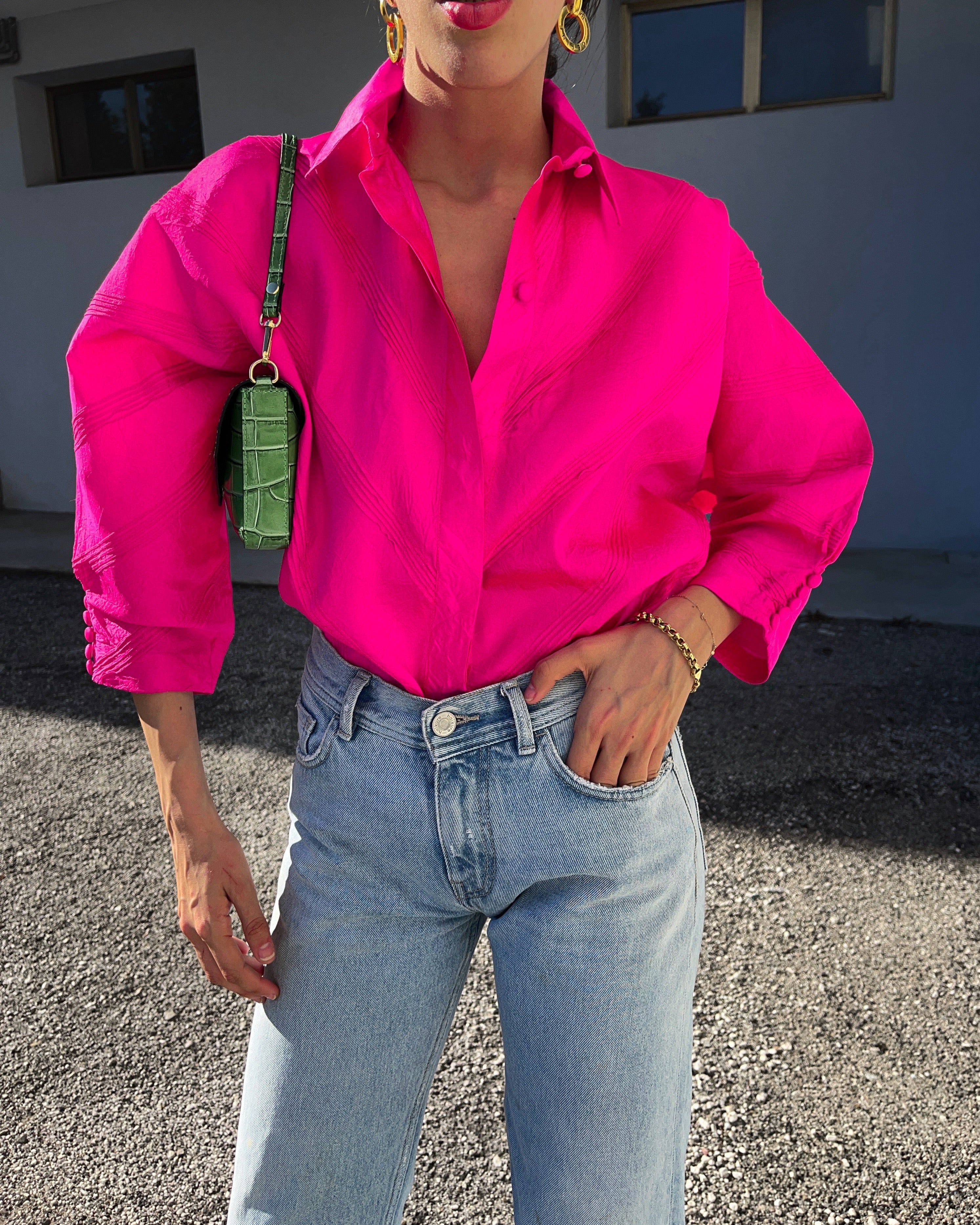 Fucsia button down shirt