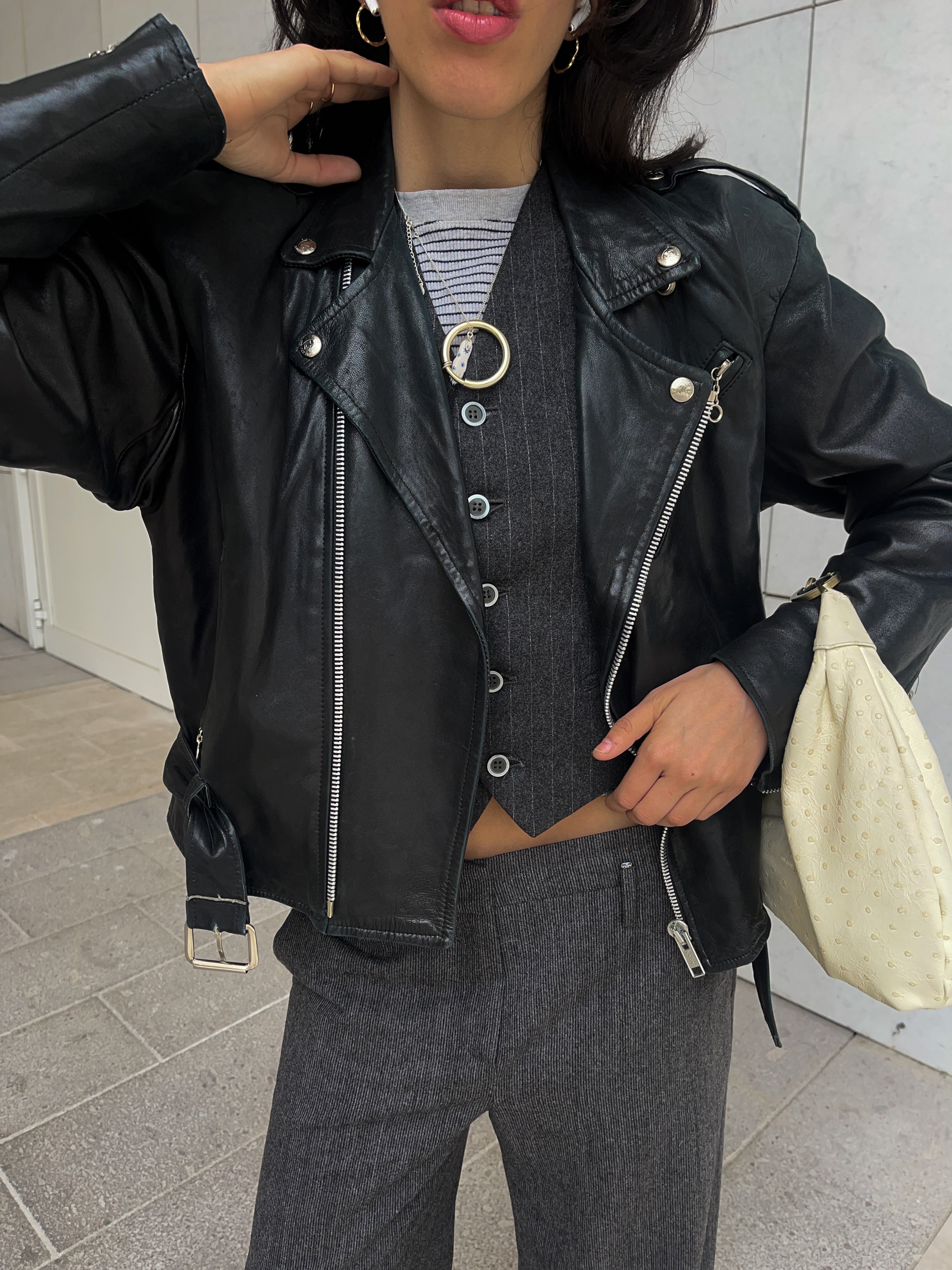 Chiodo vintage pelle