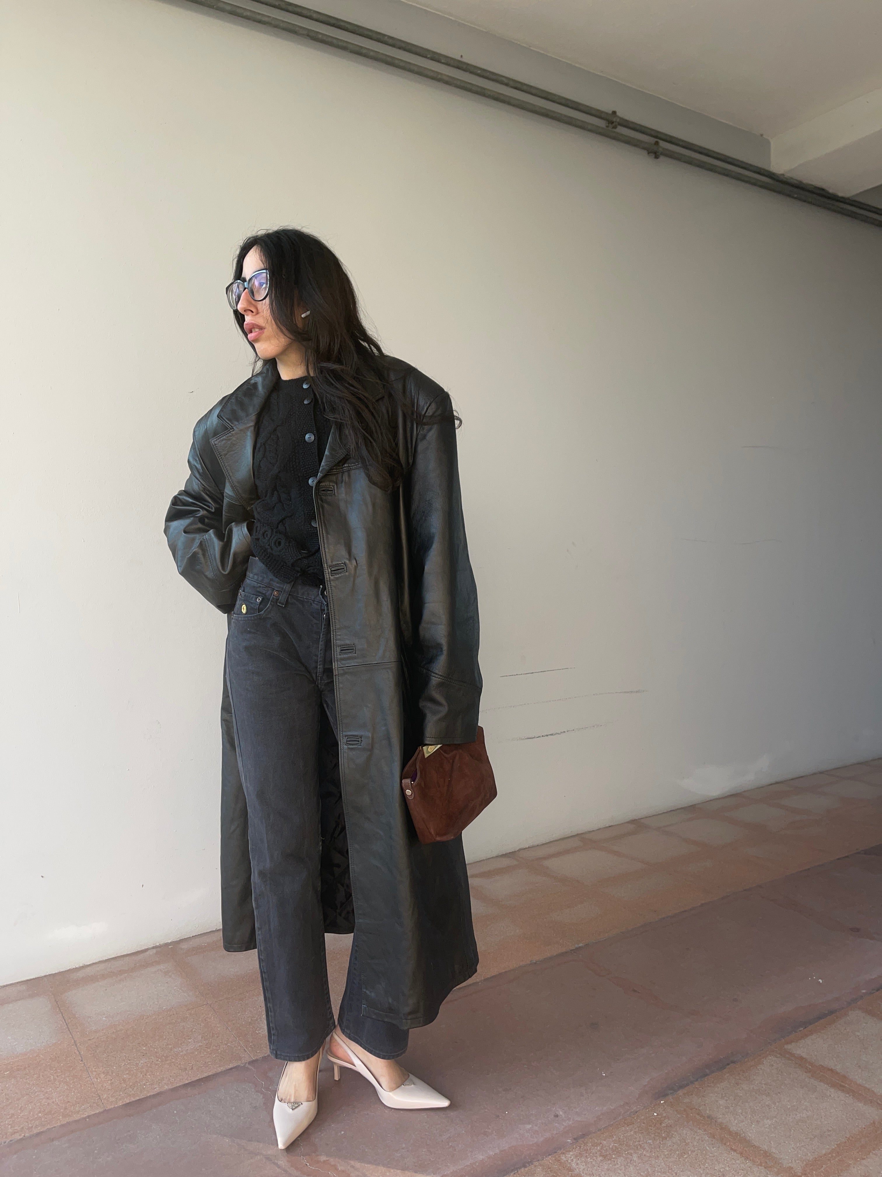 Mega leather trench