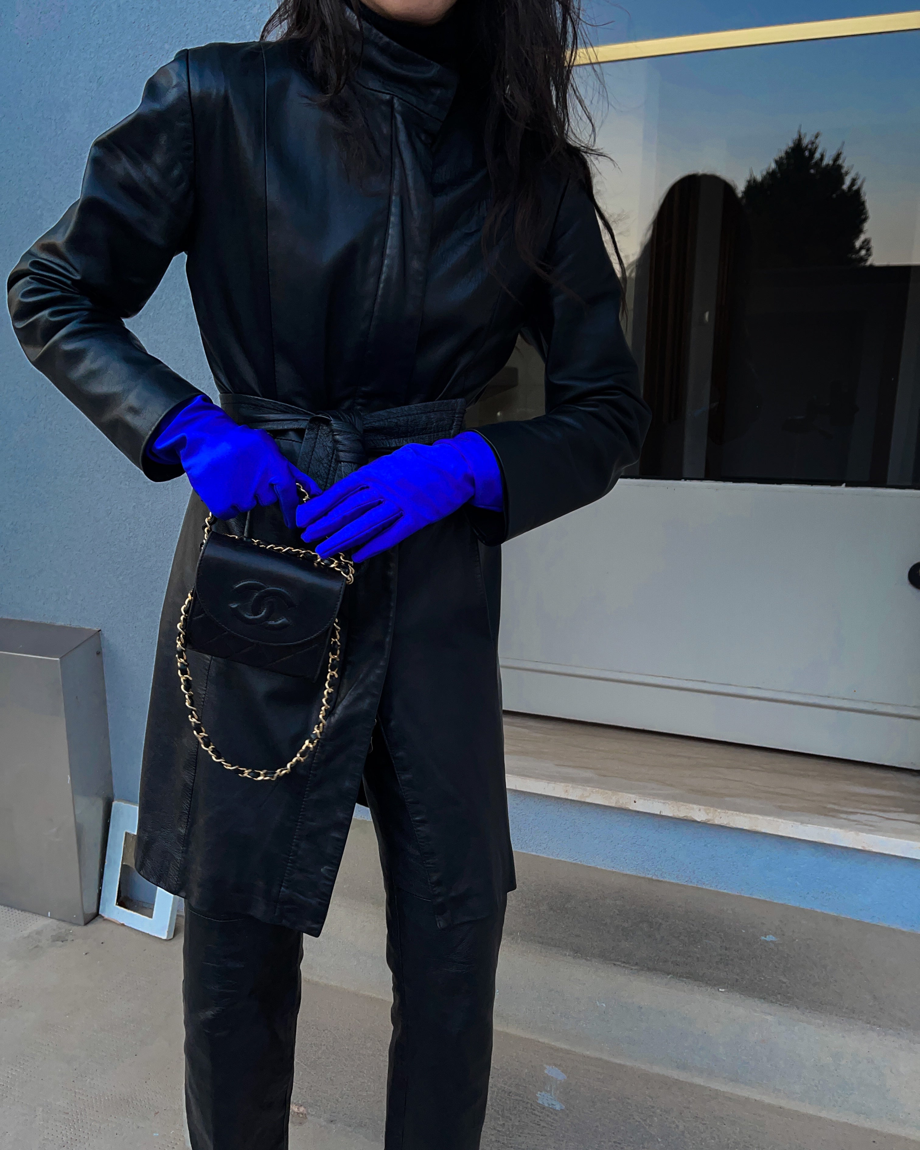 Minimal leather coat