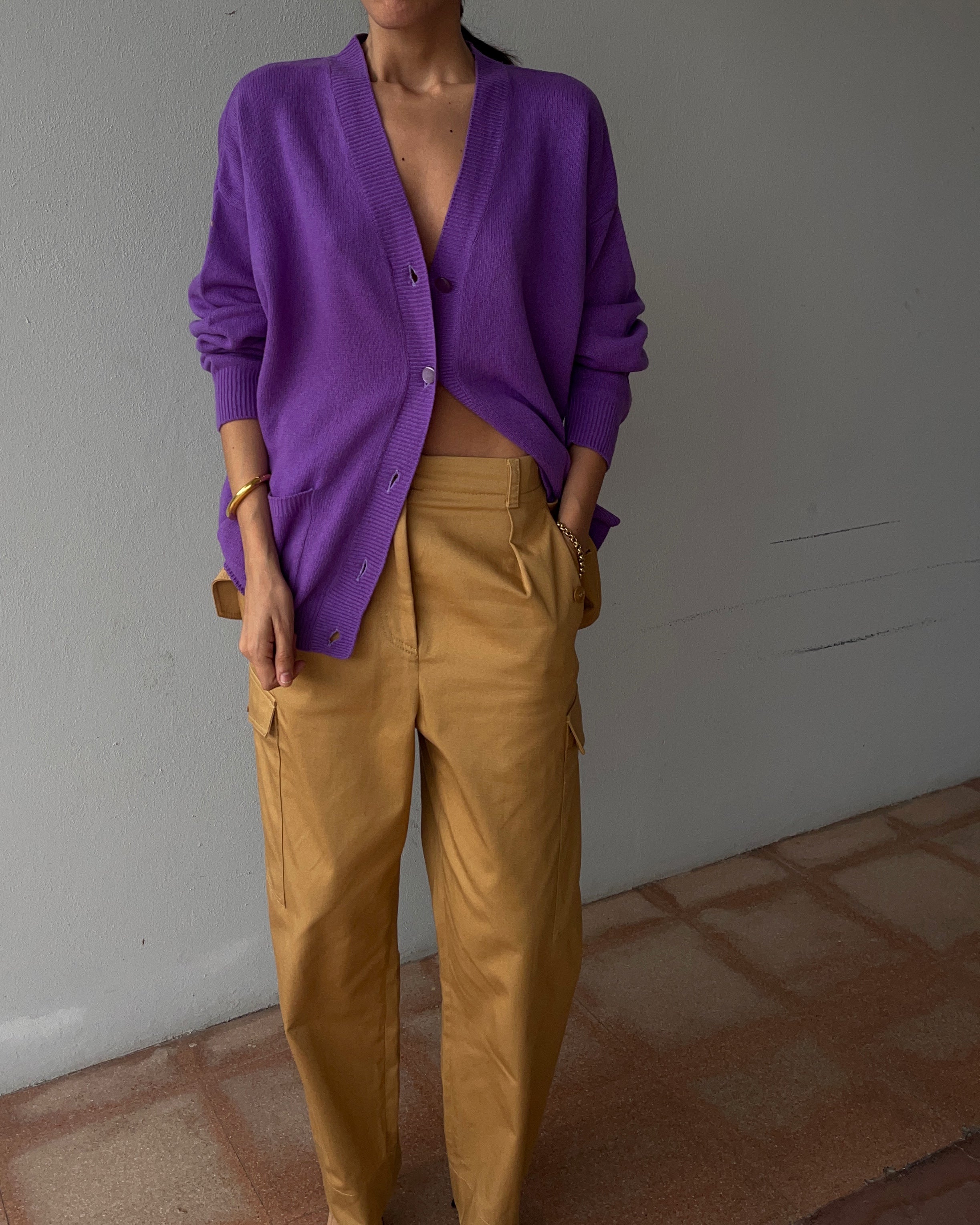 100 wool violet cardigan