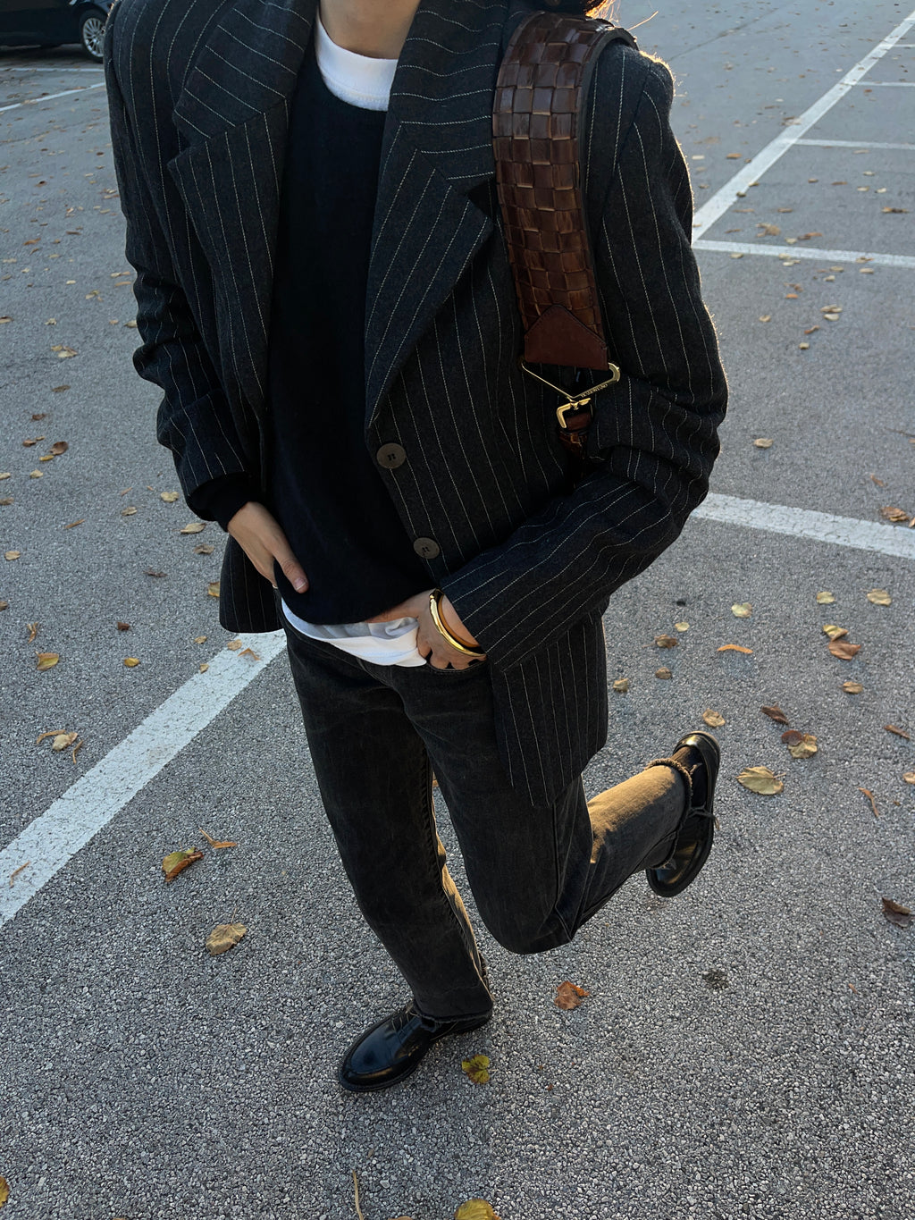 Gessato grey blazer