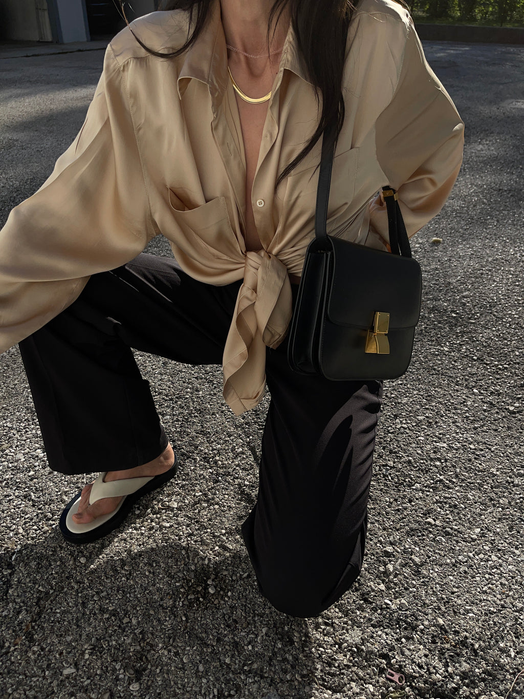 Camicia 100% liquid silk oro