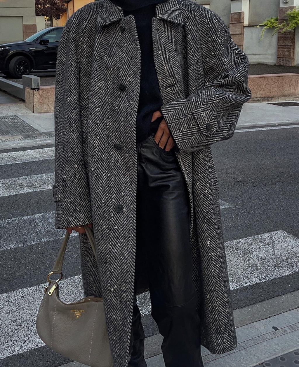 Cappotto spigato lana