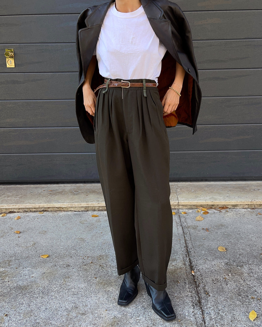 Olive green trousers