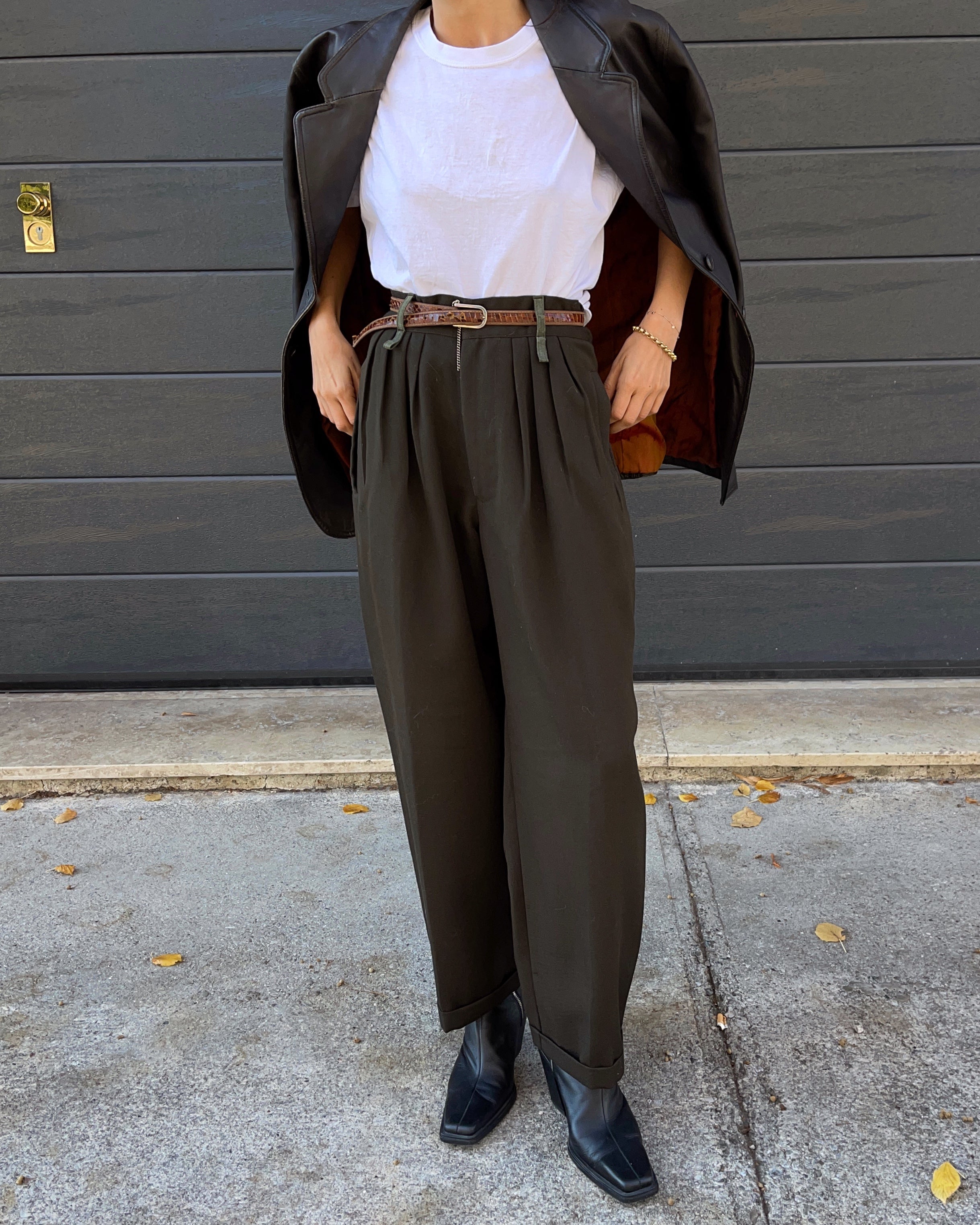 Olive green trousers