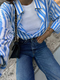 Camicia a righe azzurre