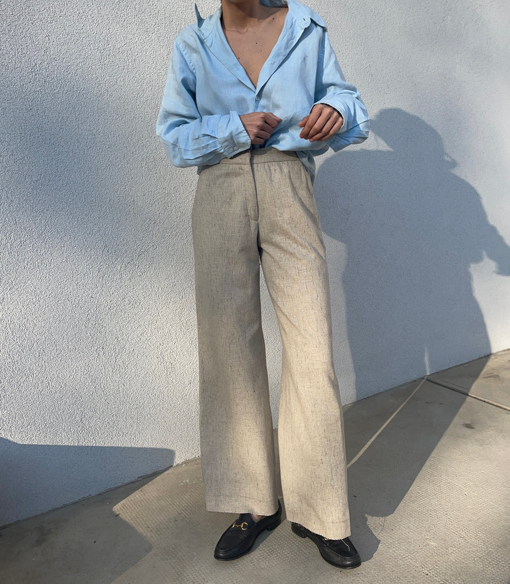 Cropped kick wool trousers ecrù