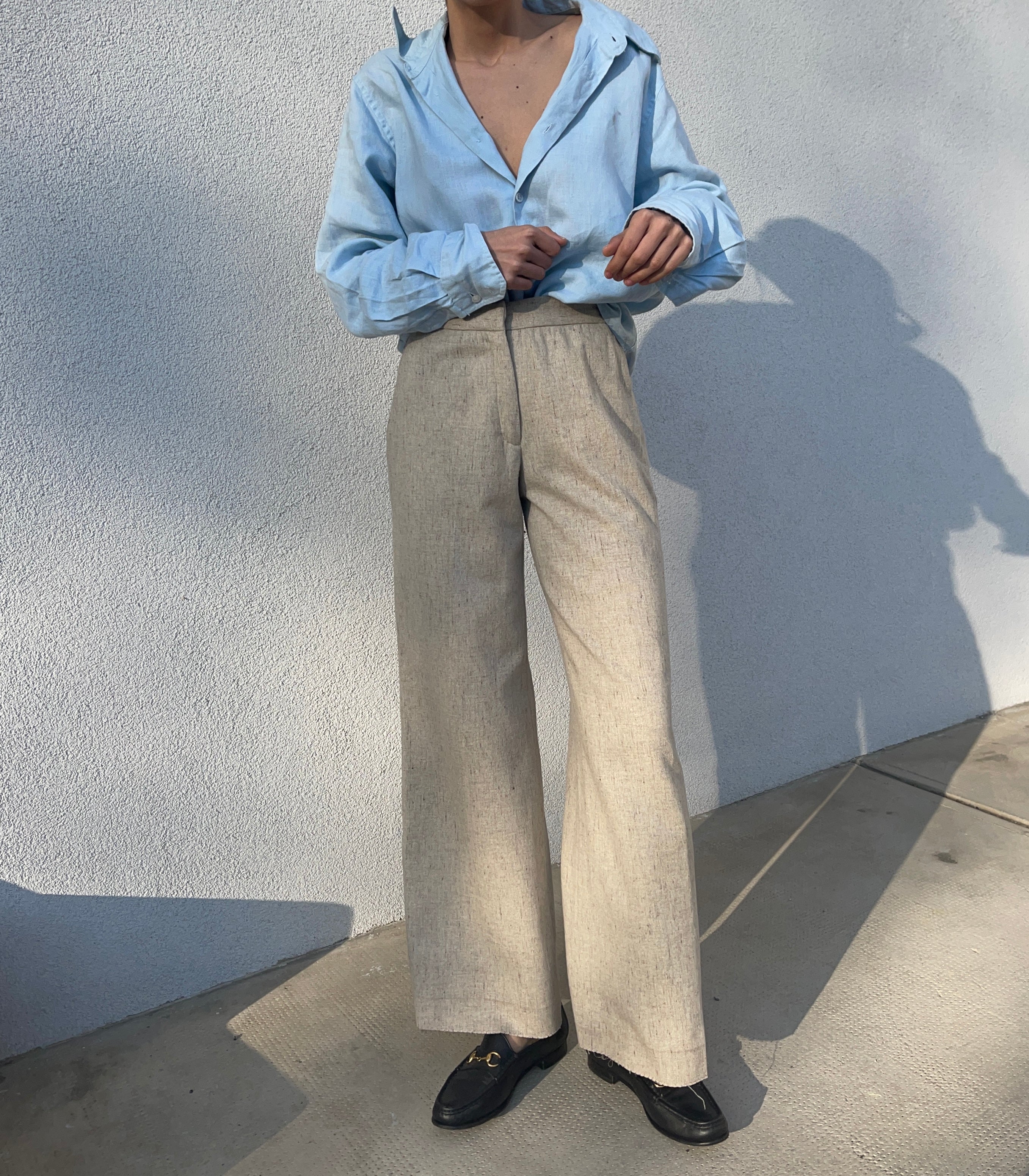 Cropped kick wool trousers ecrù