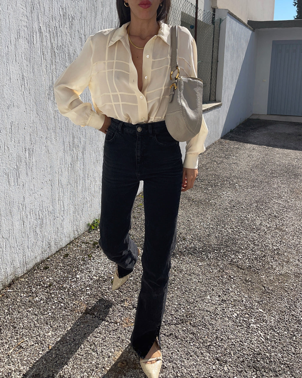 100% silk button down shirt