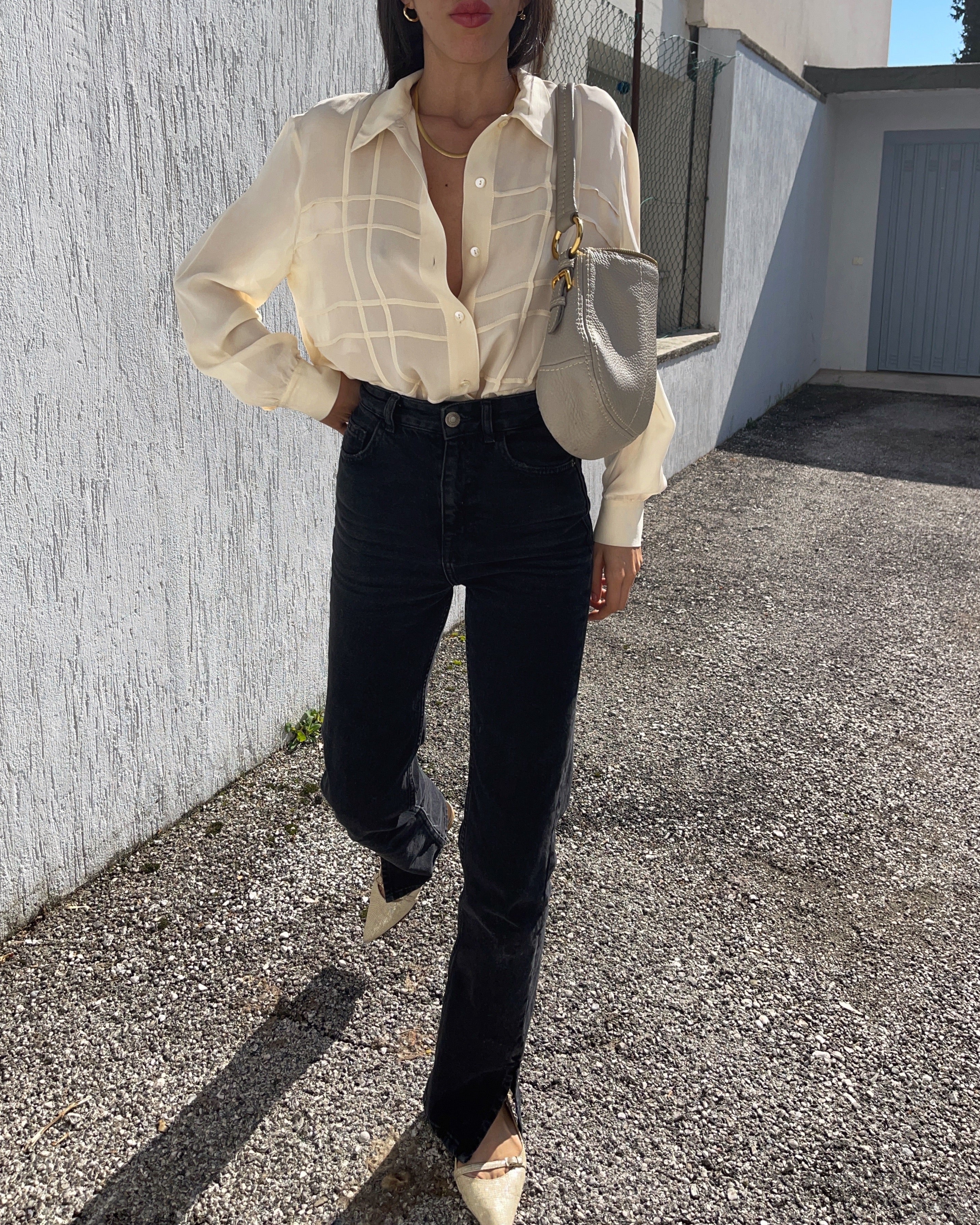 100% silk button down shirt