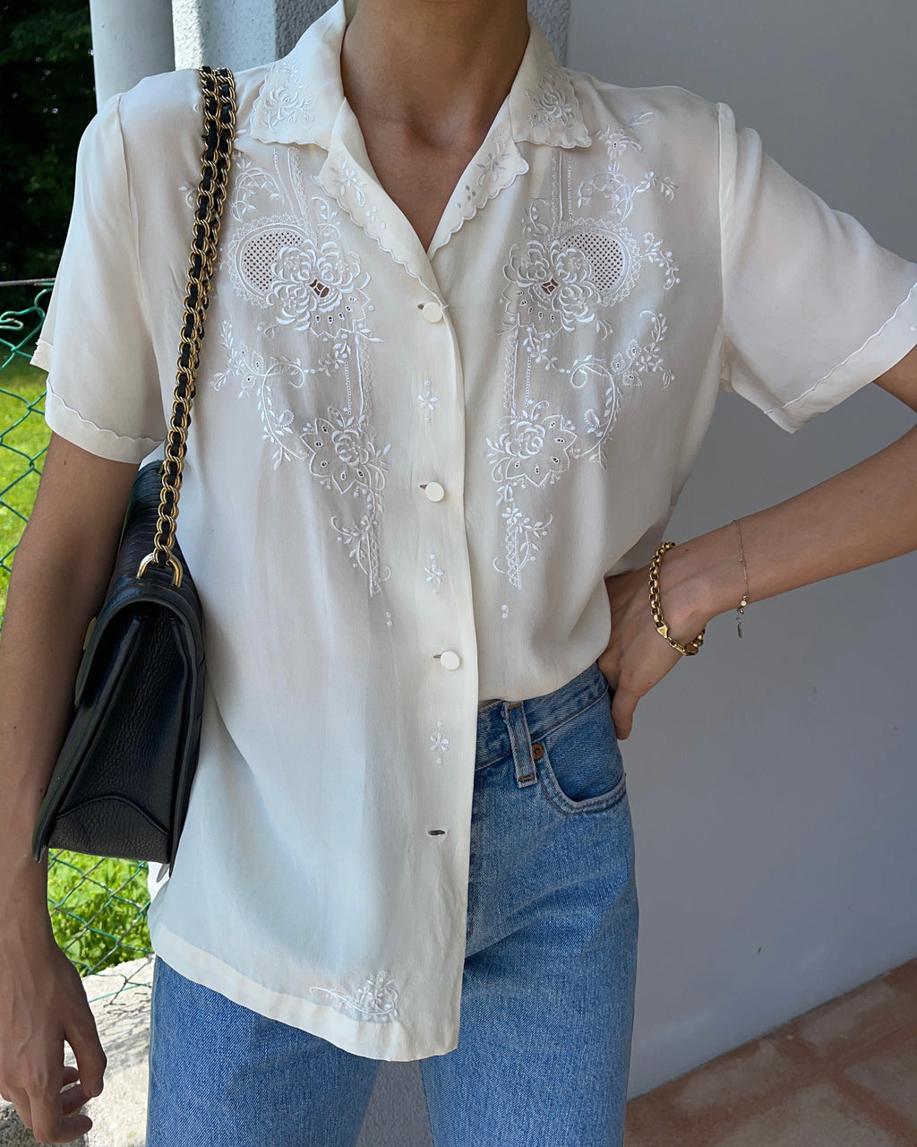 Hand embroided 100 silk shirt