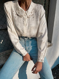 100% liquid silk embroided shirt