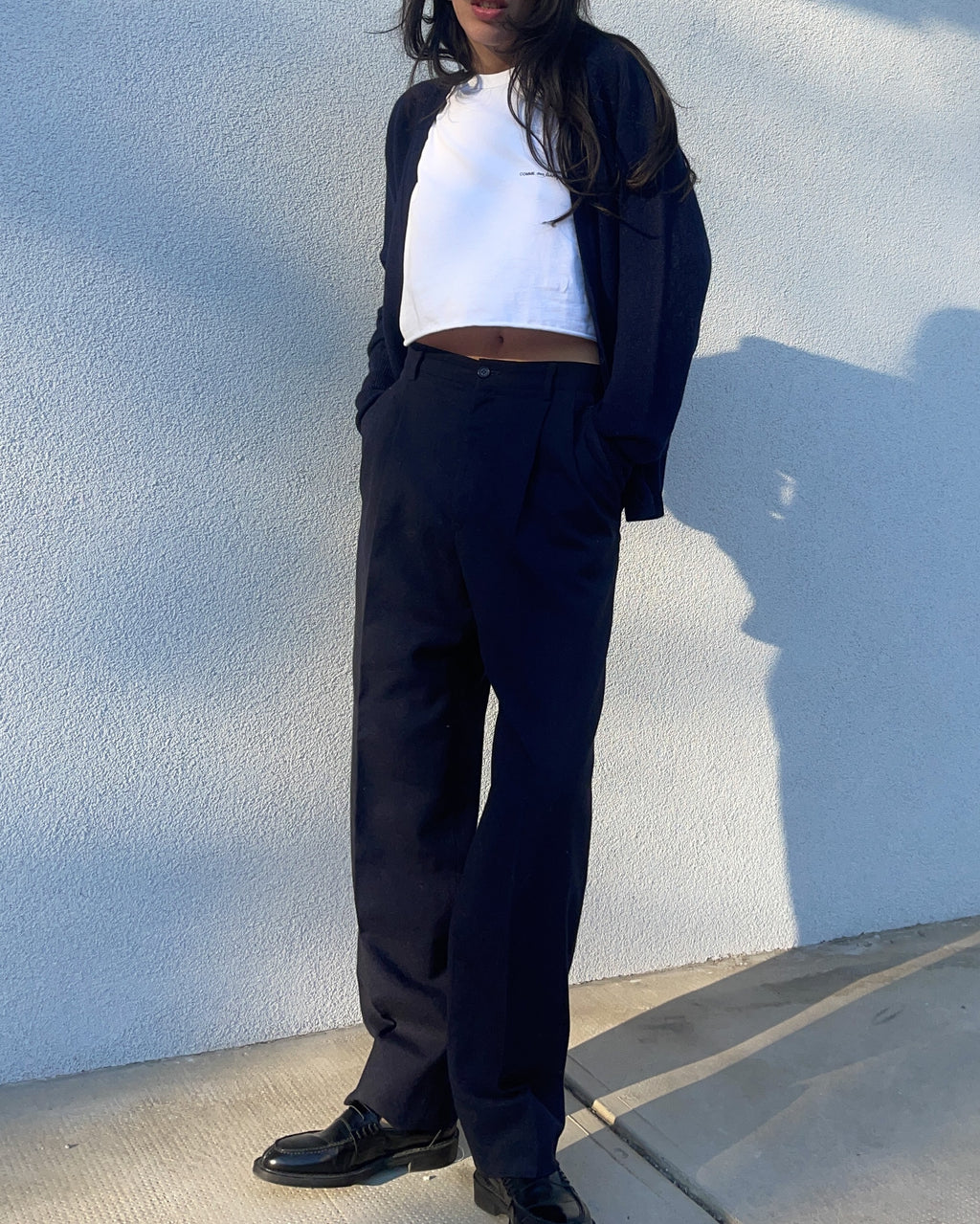 Blue wool trousers