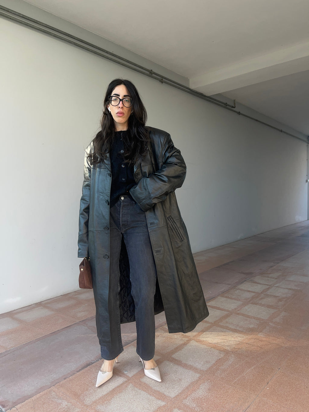 Mega leather trench