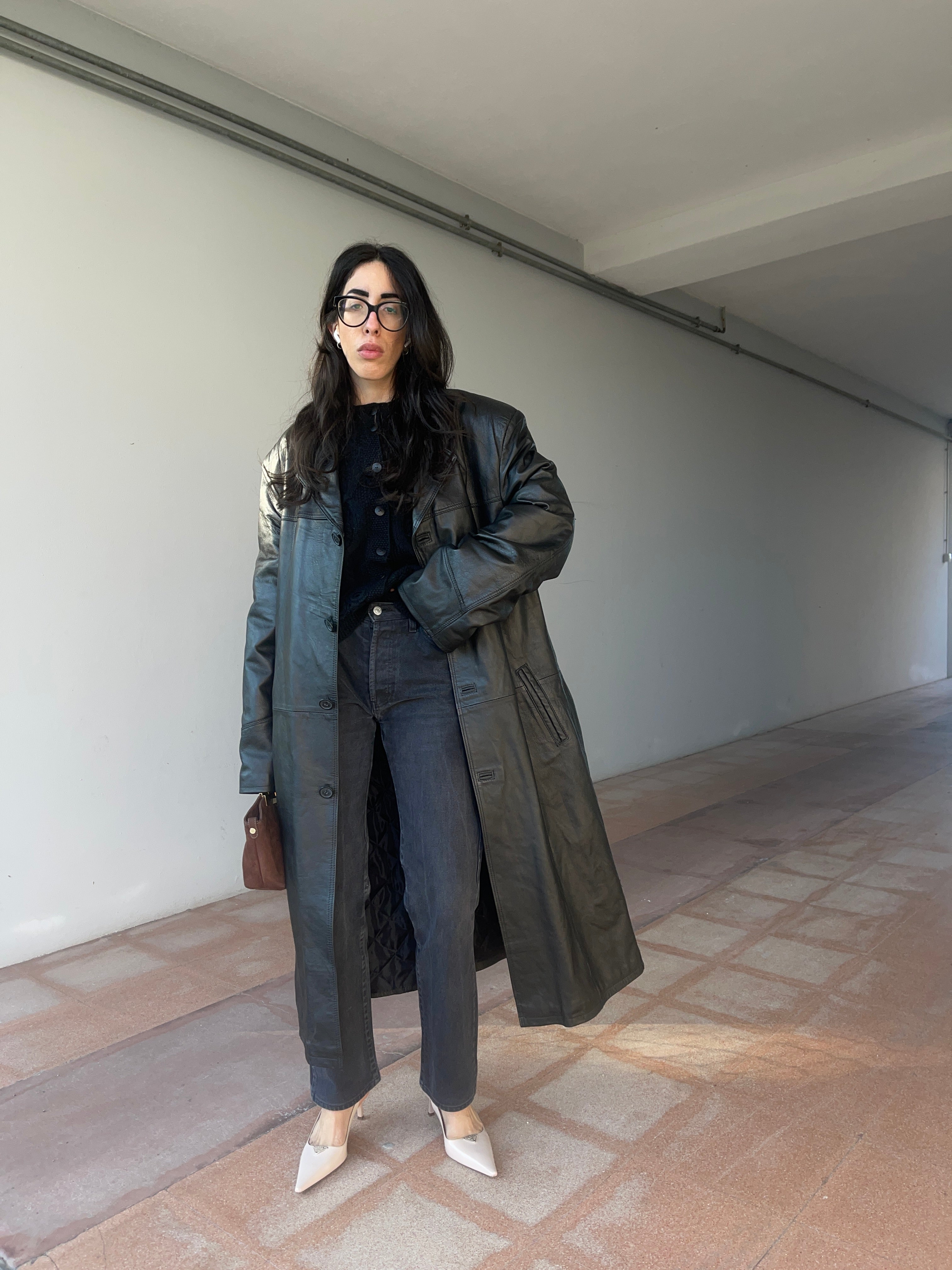 Mega leather trench