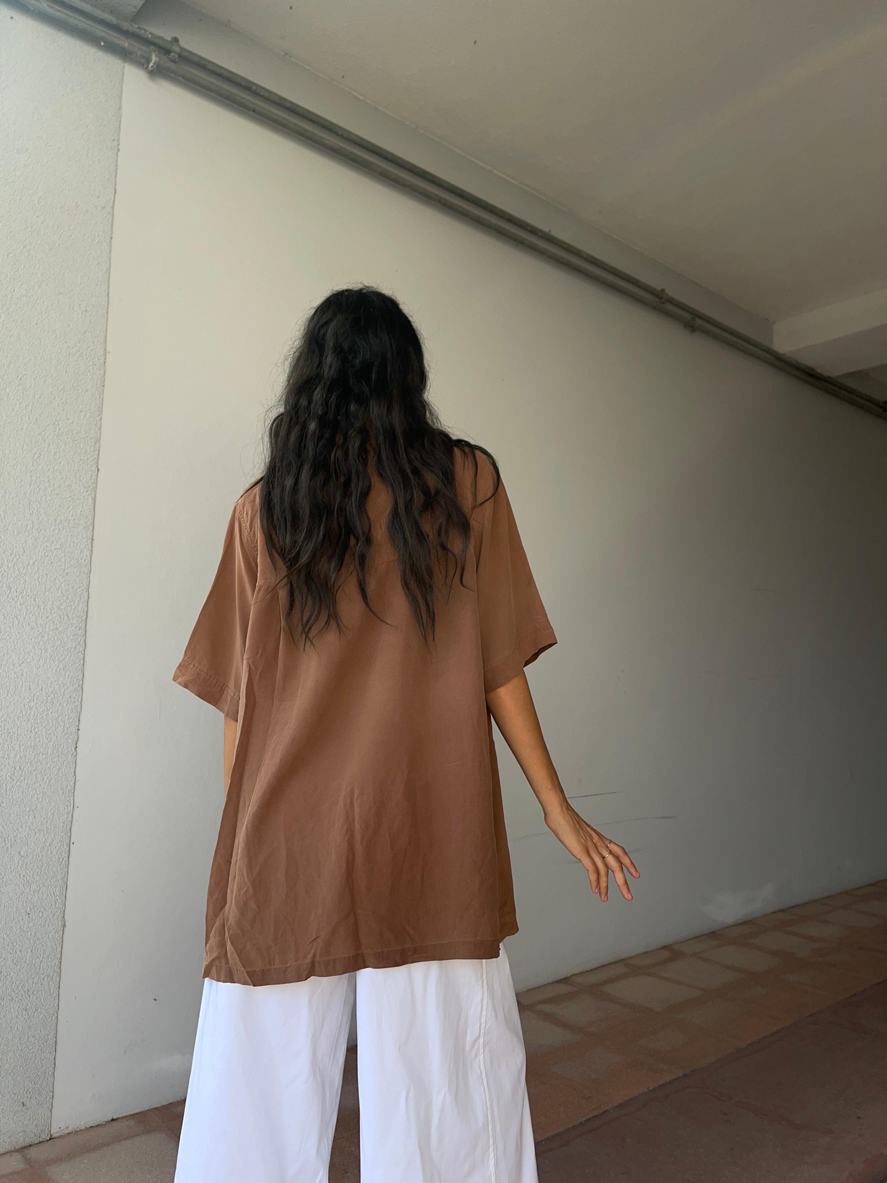 Caffè latte 100 silk shirt
