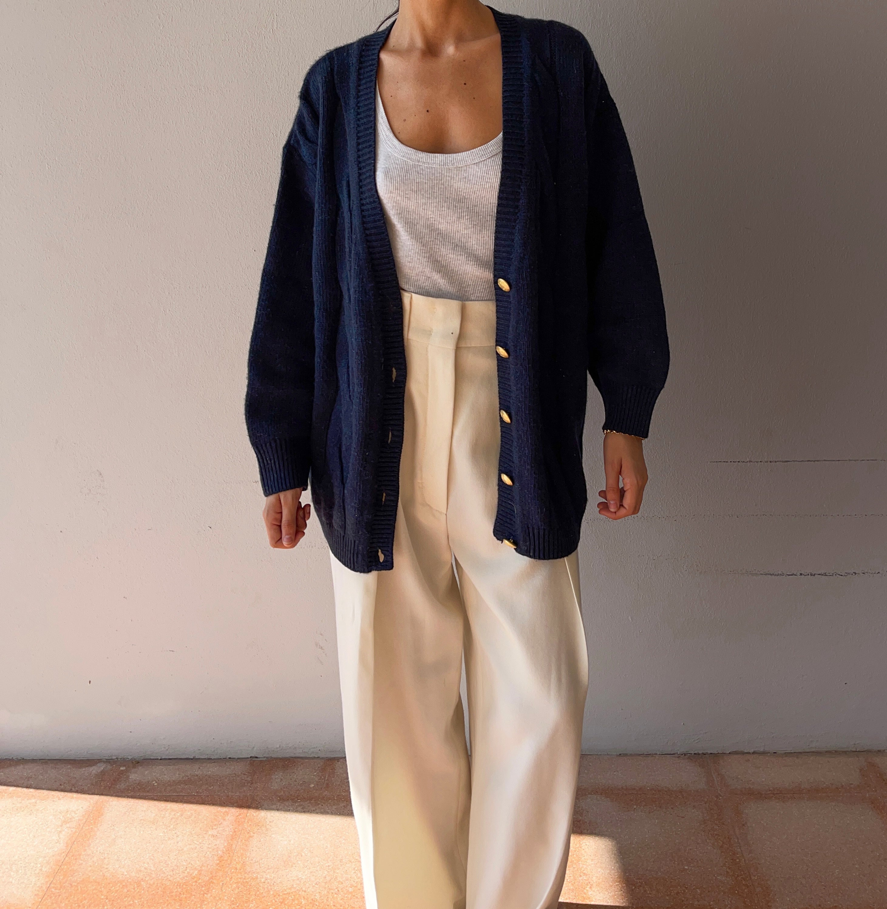Blue lambswool cardigan