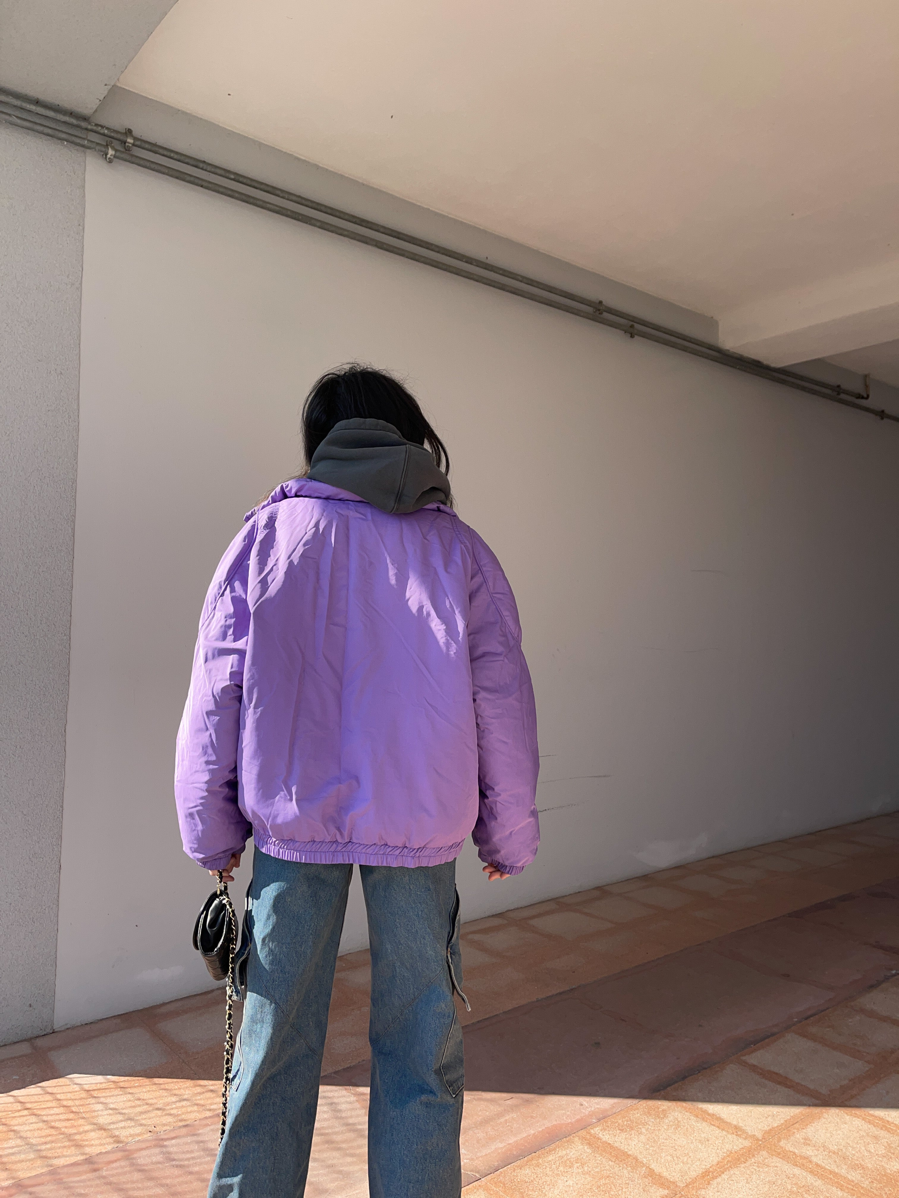 Lilac padded bomber